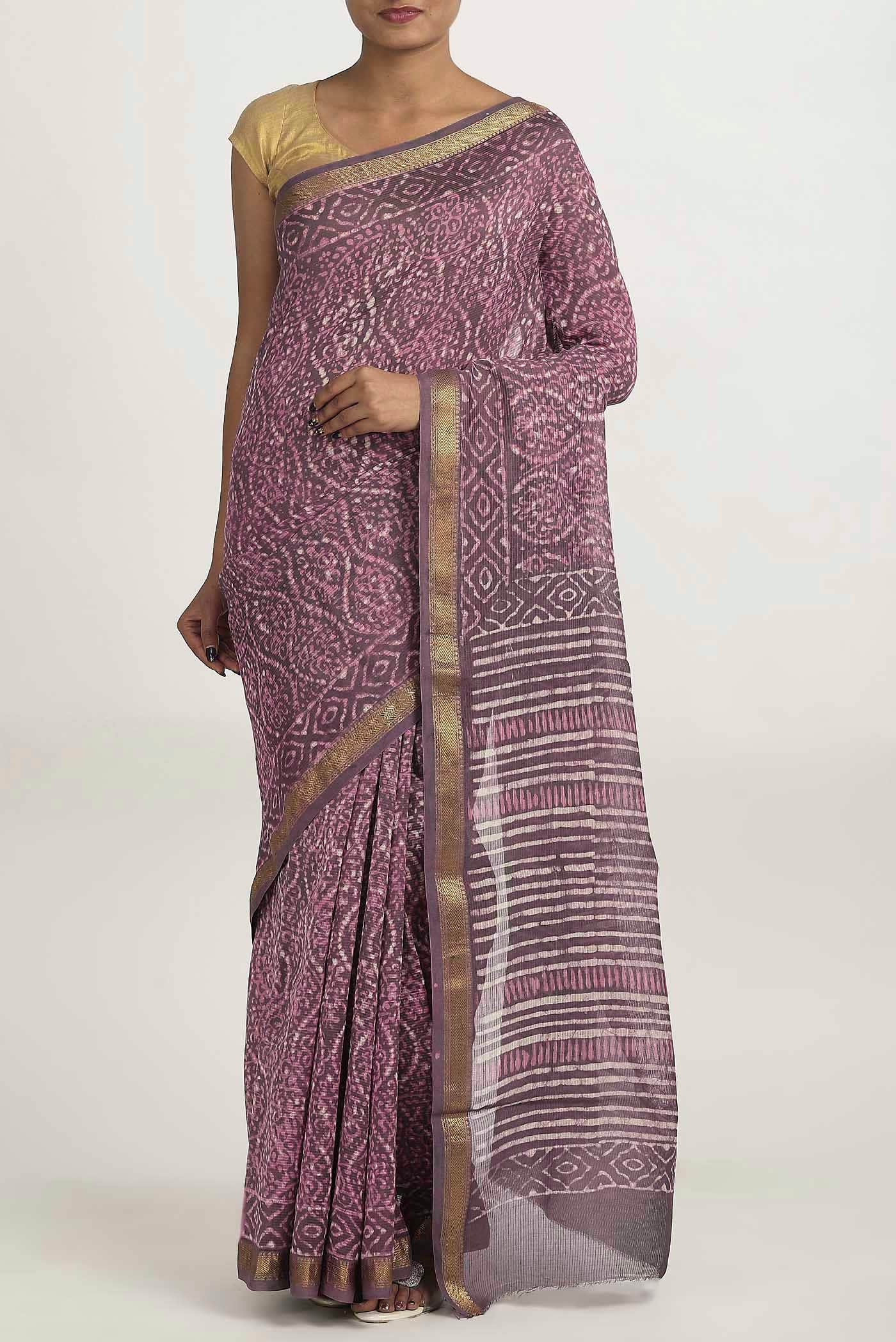 Purple Maheshwari Silk Cotton Saree