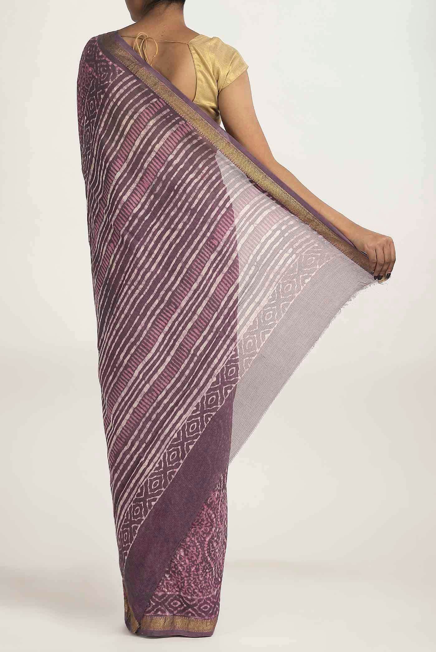 Purple Maheshwari Silk Cotton Saree