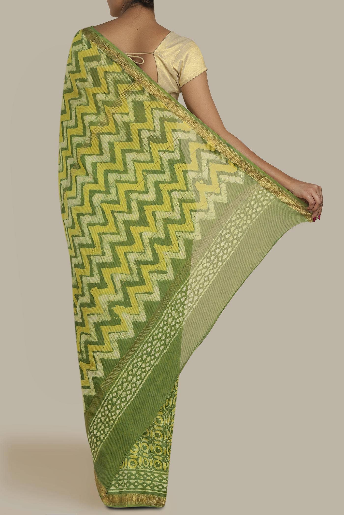 Green Maheshwari Silk Cotton Saree