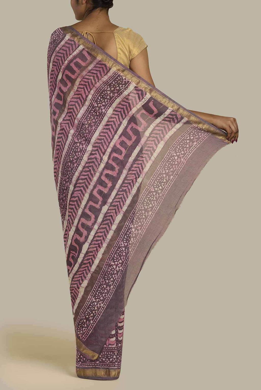 Mauve Maheshwari Silk Cotton Saree