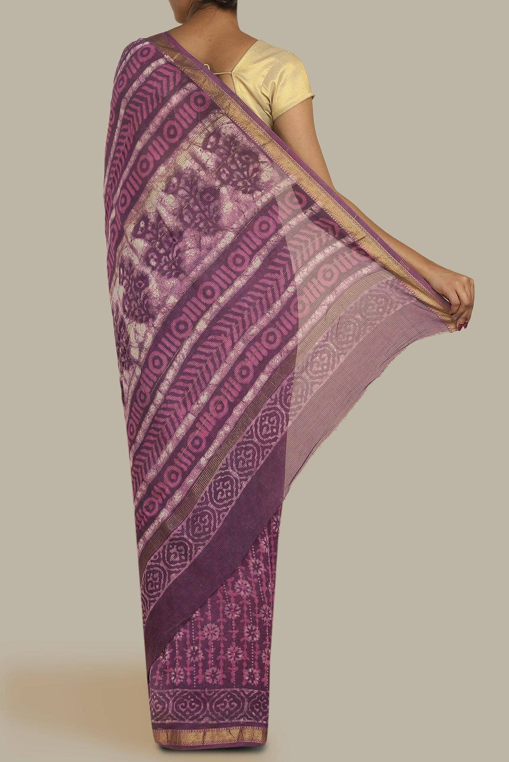Mauve Maheshwari Silk Cotton Saree