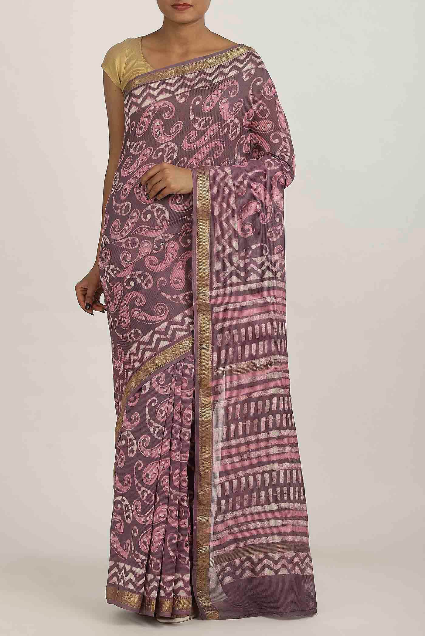 Pink Maheshwari Silk Cotton Saree