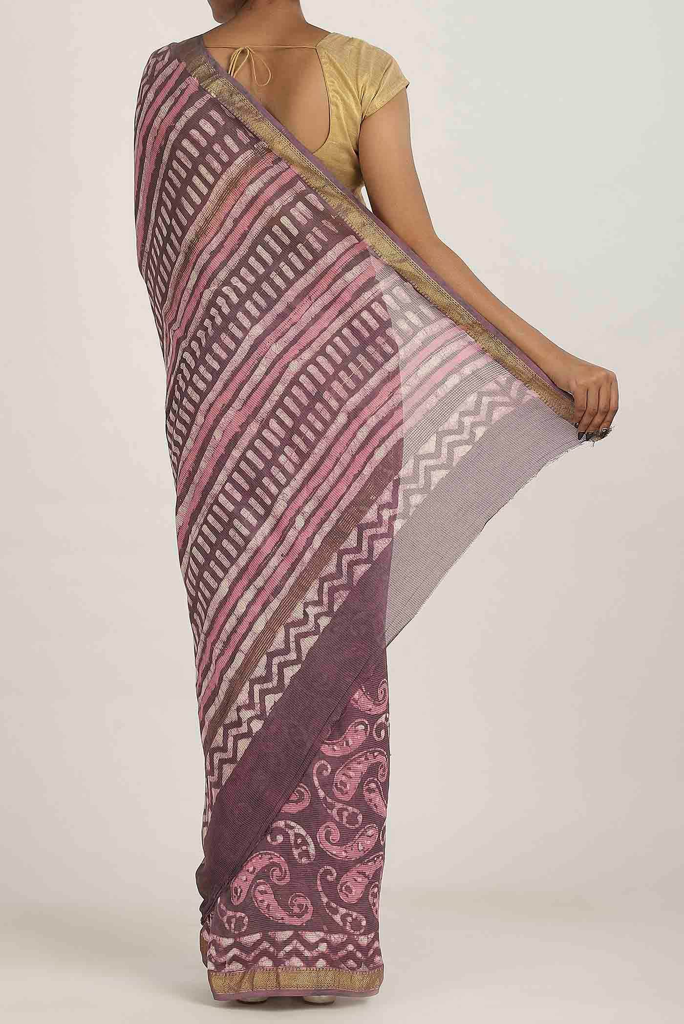 Pink Maheshwari Silk Cotton Saree