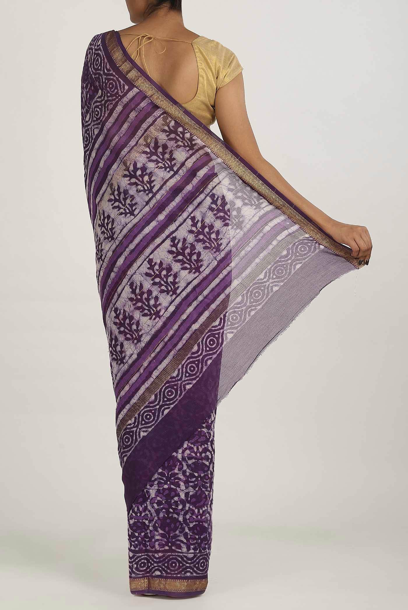 Purple Maheshwari Silk Cotton Saree