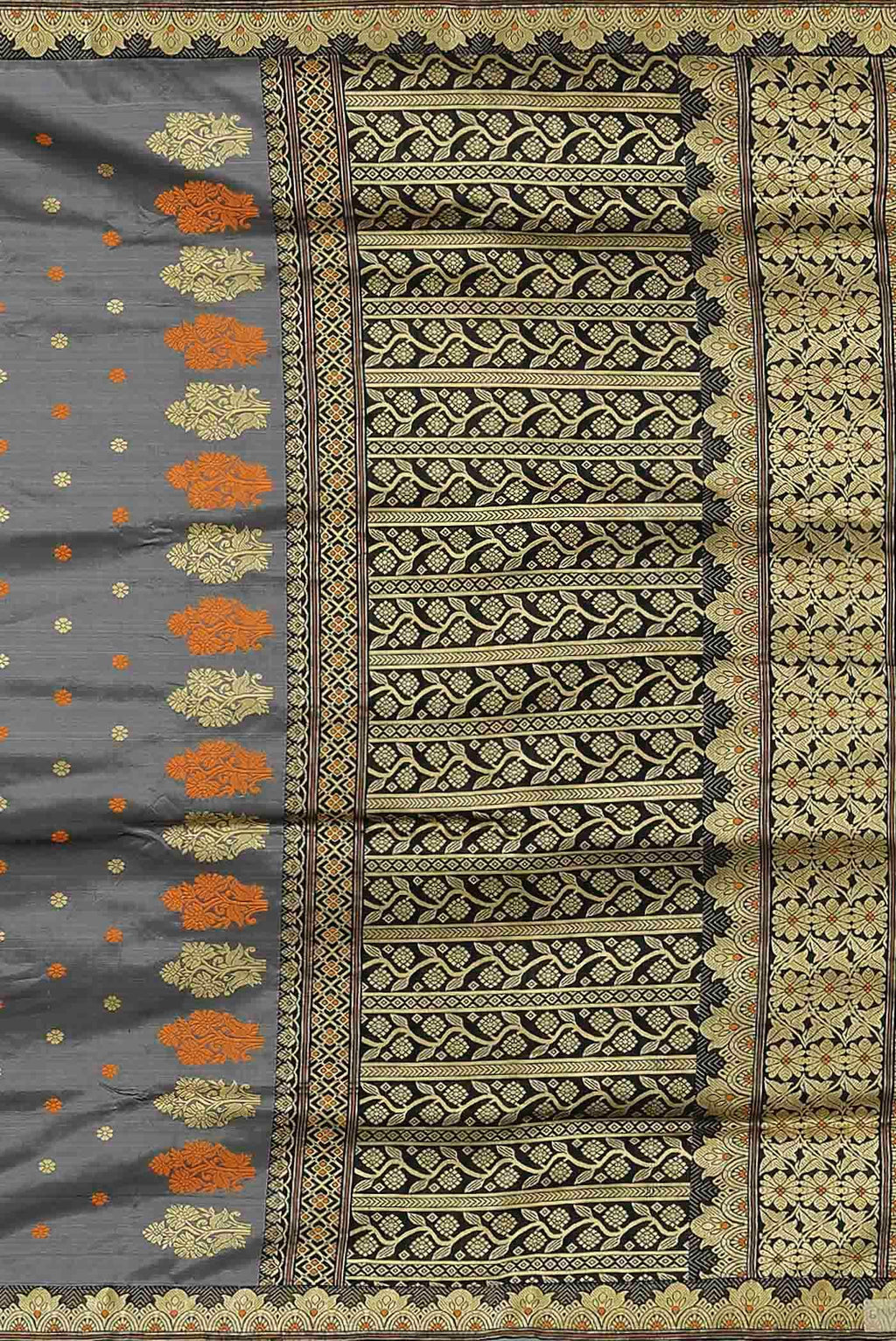 Grey Assam Silk Saree