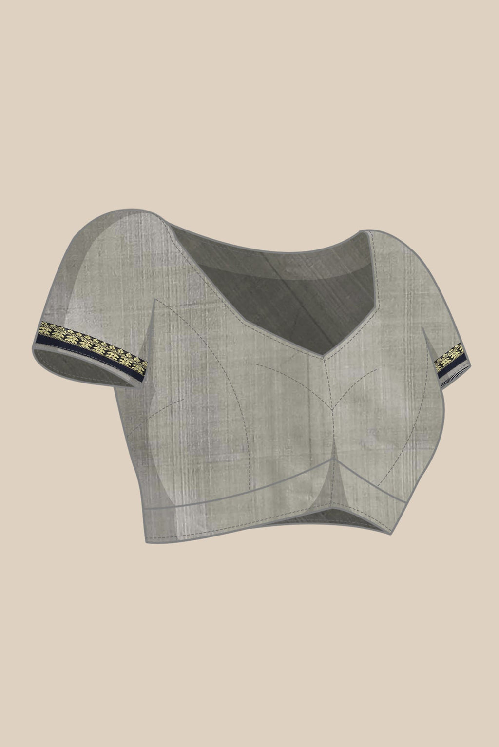 Grey Assam Silk Saree