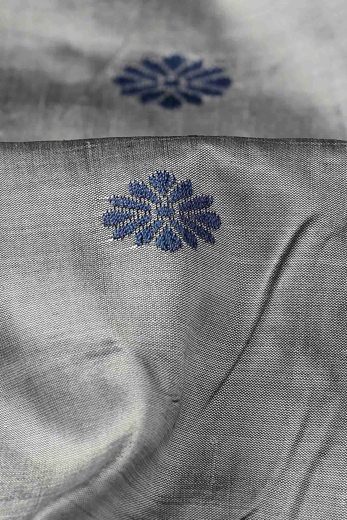 Grey Assam Silk Saree