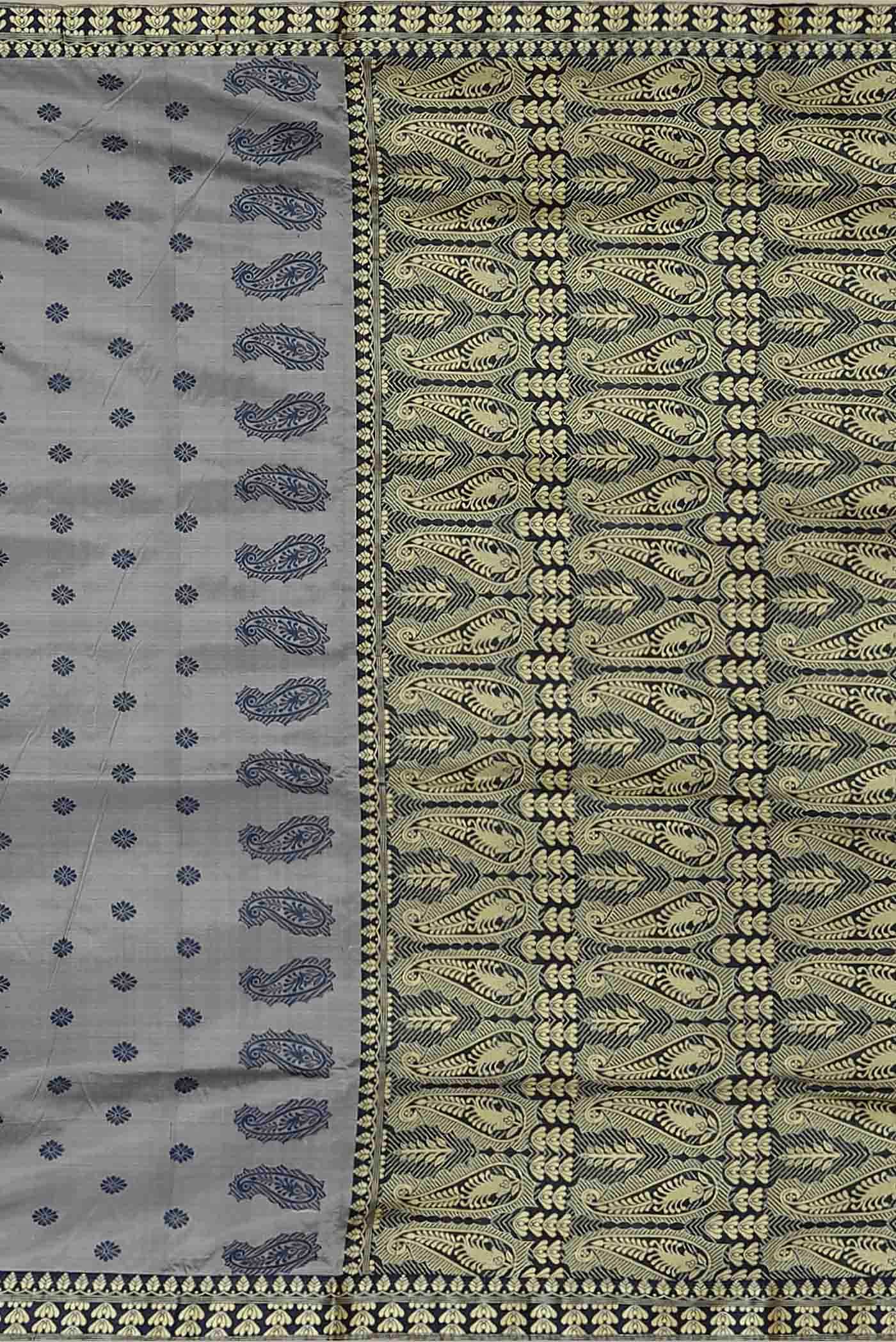 Grey Assam Silk Saree