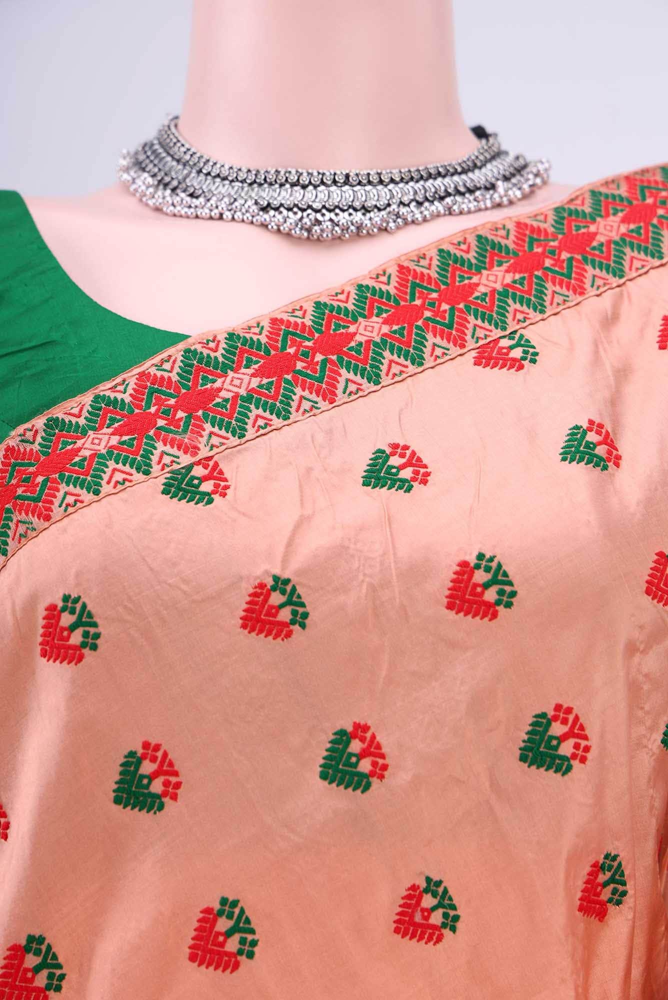 Peach Assam Silk Saree