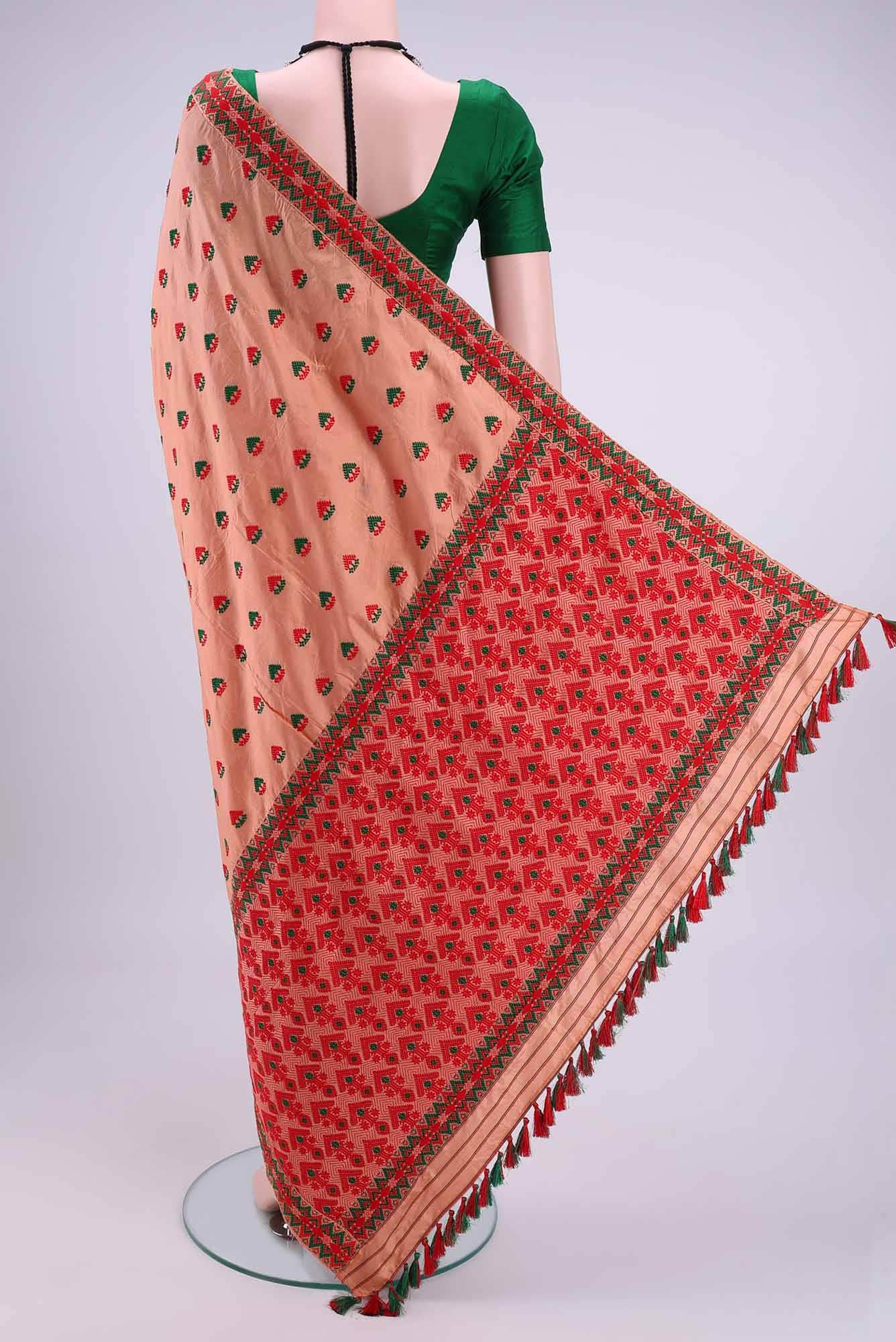 Peach Assam Silk Saree