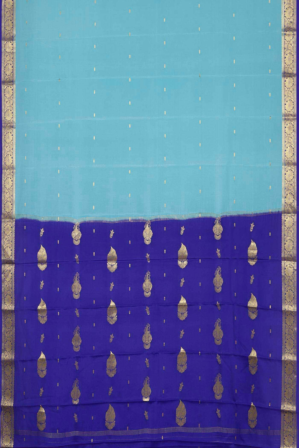 Sky Blue Mysore Crepe Saree