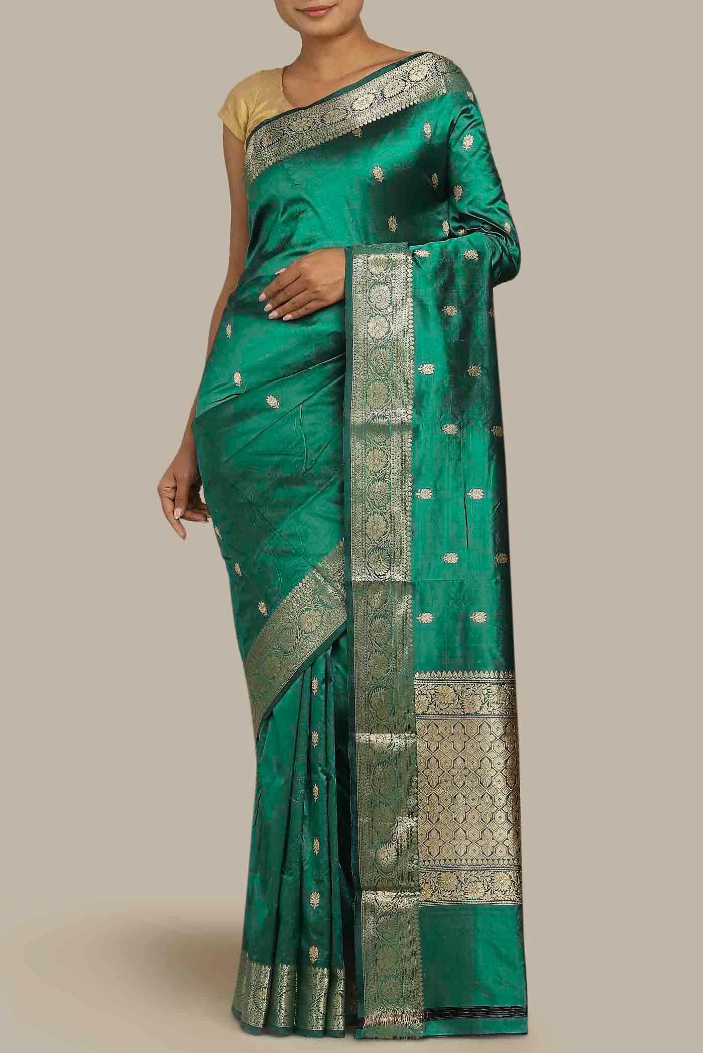 Green Banarasi Katan Silk Saree
