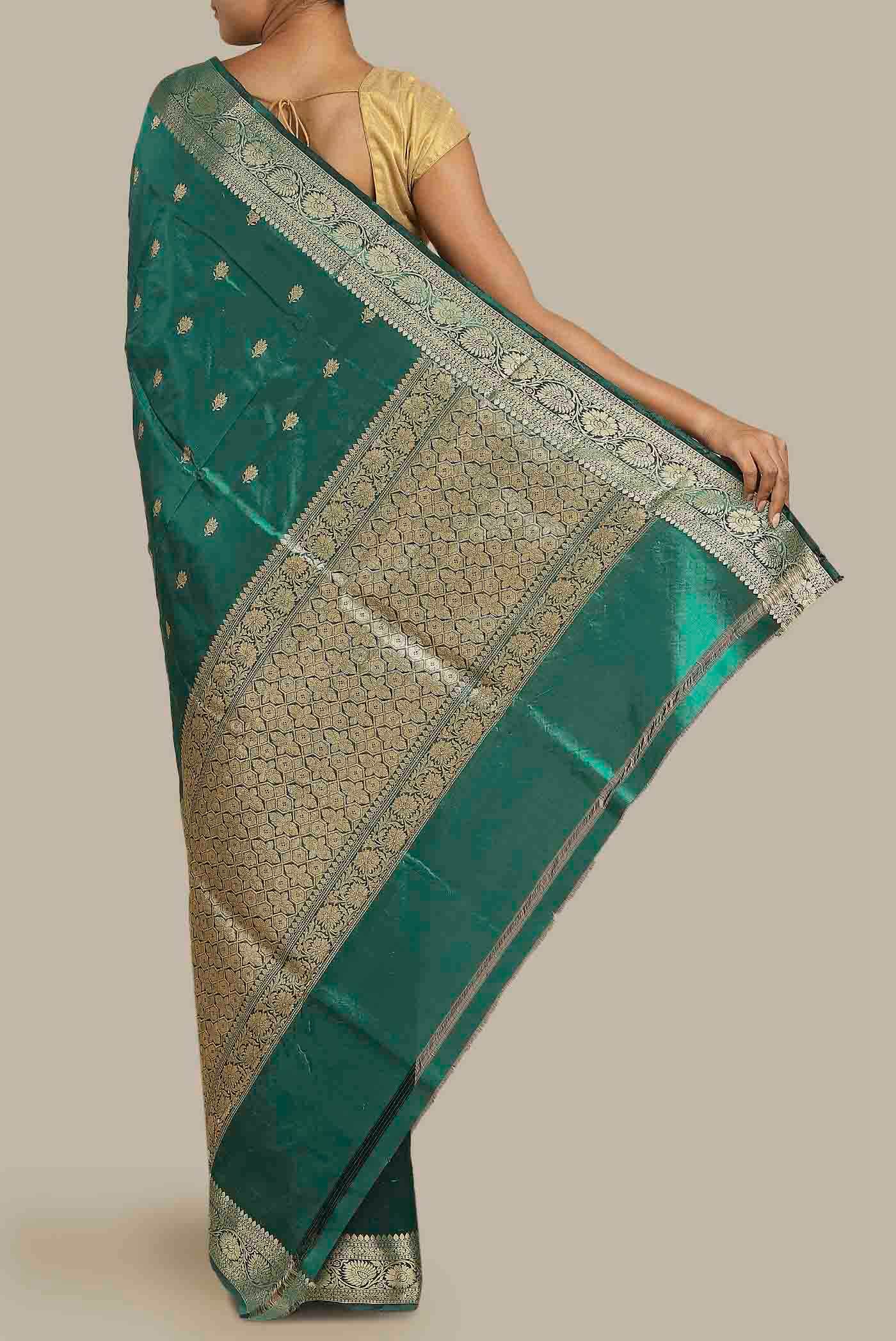 Green Banarasi Katan Silk Saree