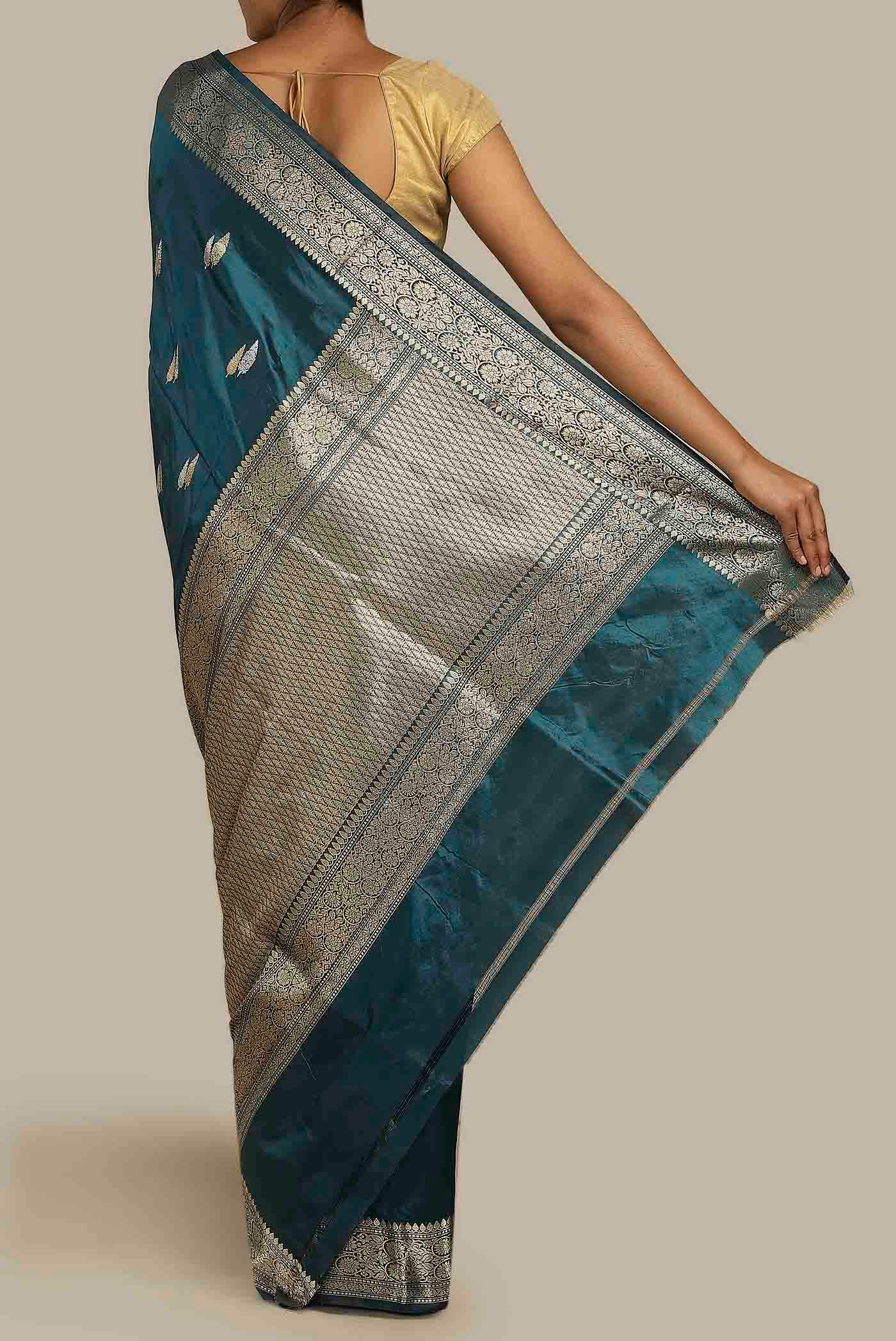 Blue Banarasi Katan Silk Saree