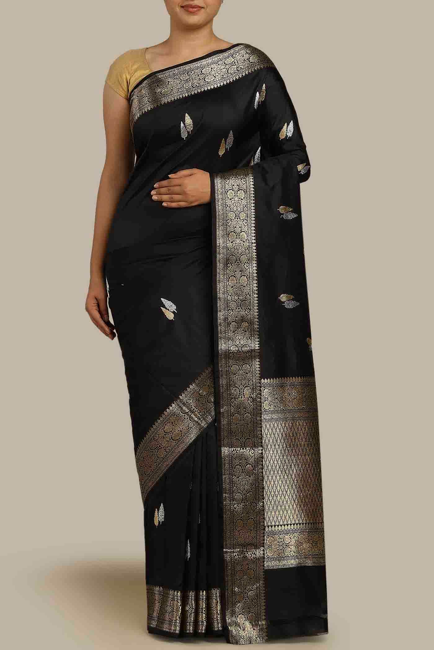 Black Banarasi Katan Silk Saree