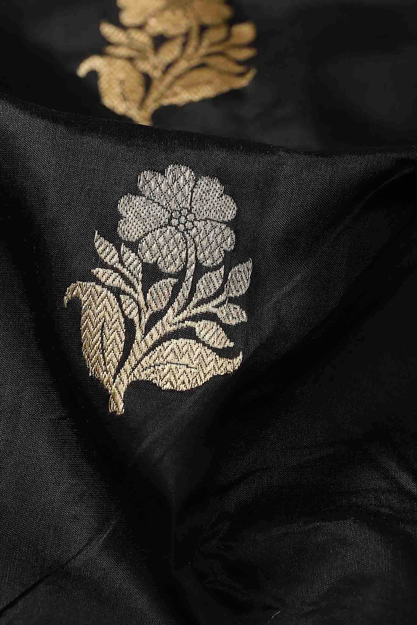 Black Banarasi Katan Silk Saree