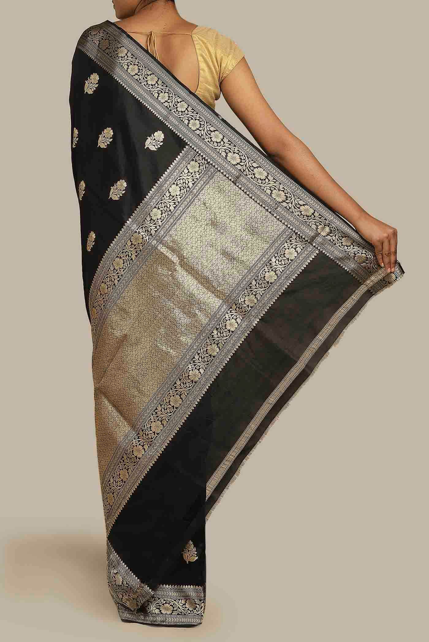 Black Banarasi Katan Silk Saree