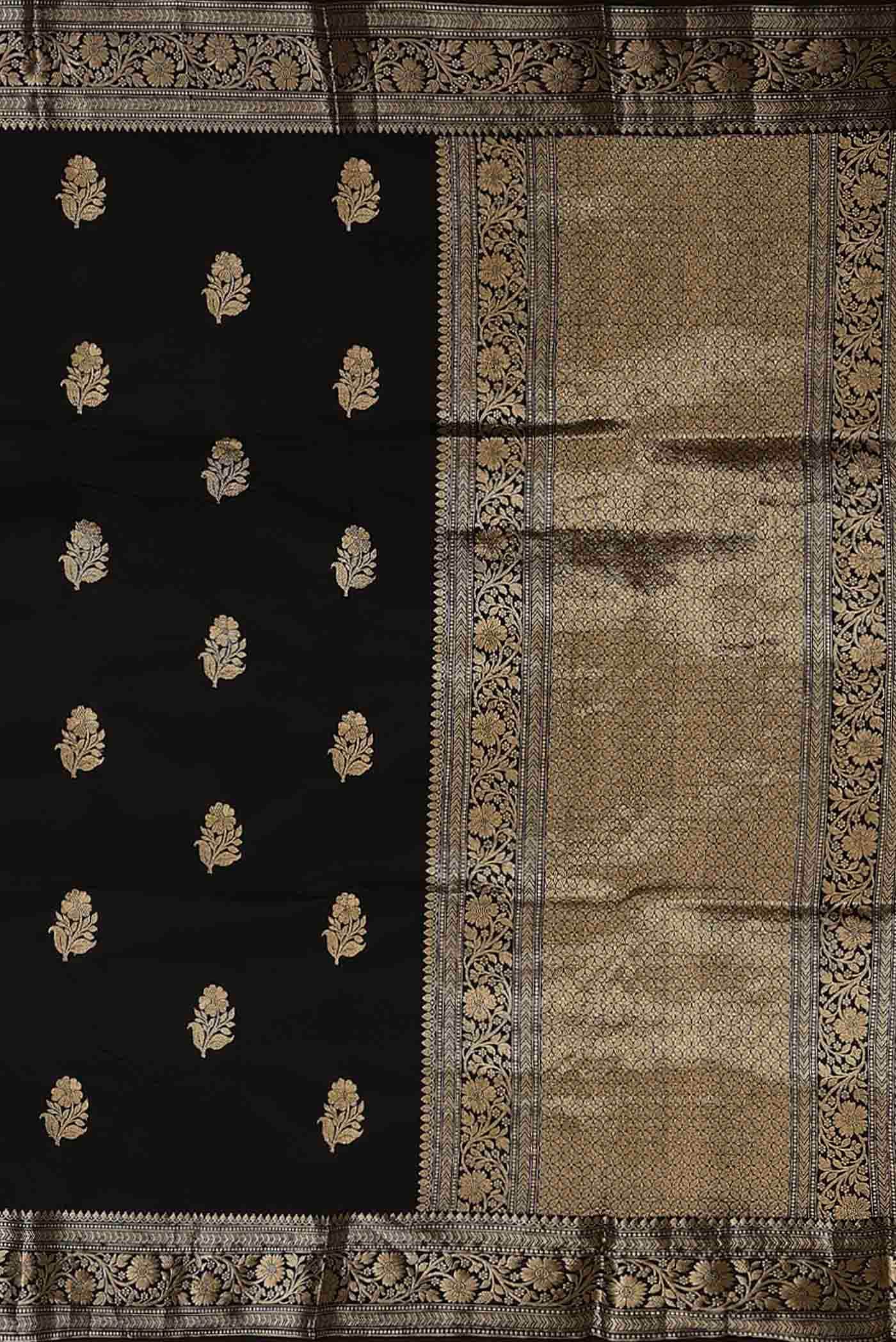 Black Banarasi Katan Silk Saree