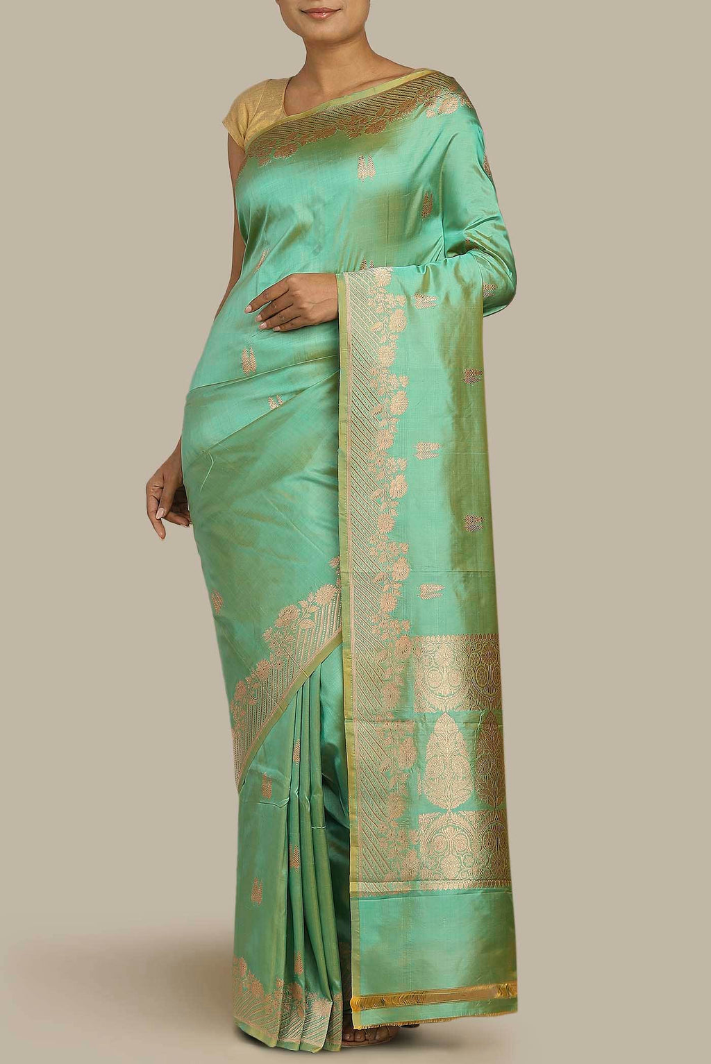 Green Banarasi Katan Silk Saree