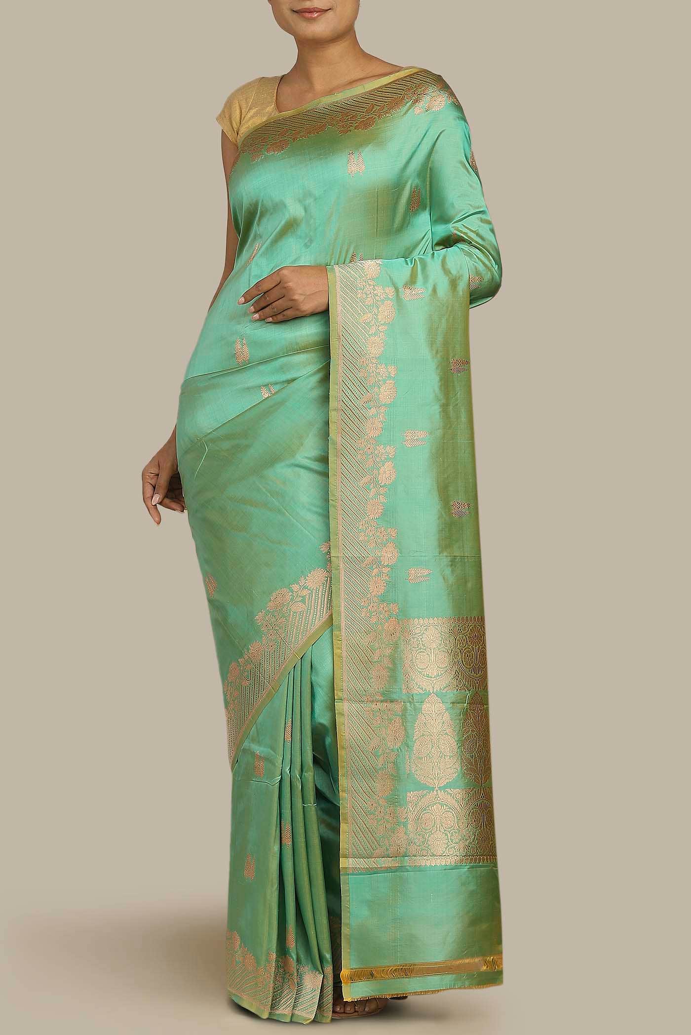 Green Banarasi Katan Silk Saree