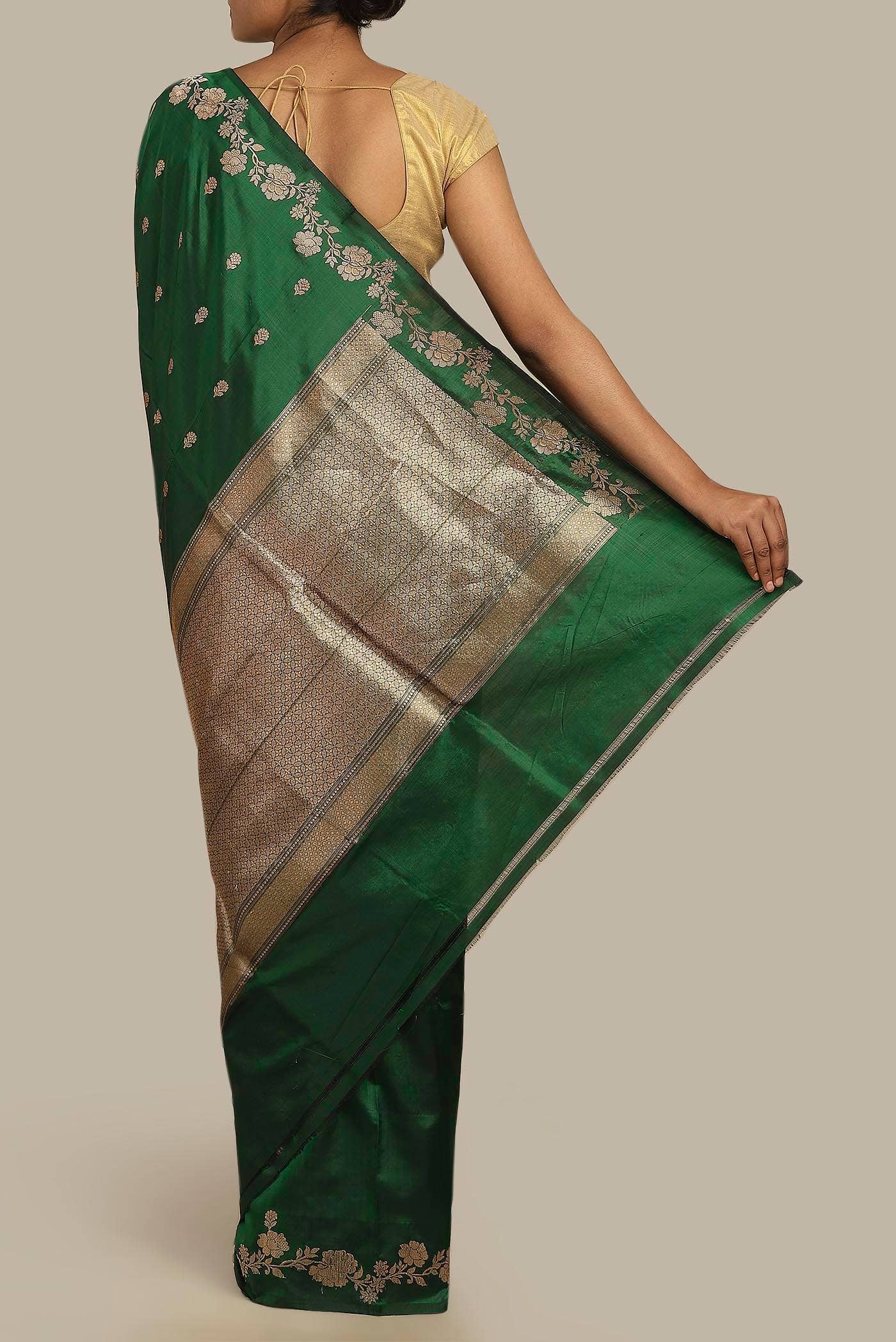 Green Banarasi Katan Silk Saree