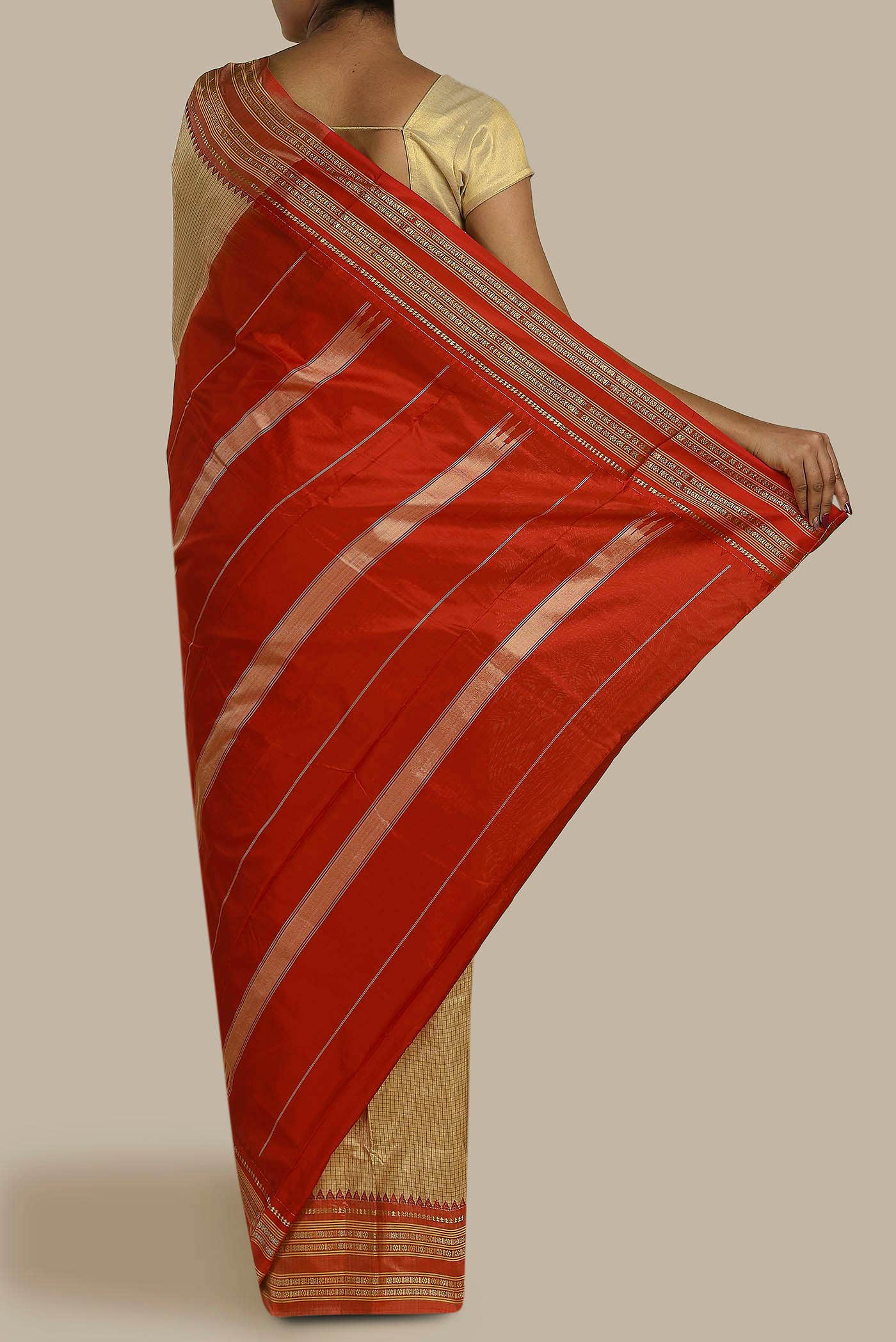 Beige Narayanpet Silk Saree