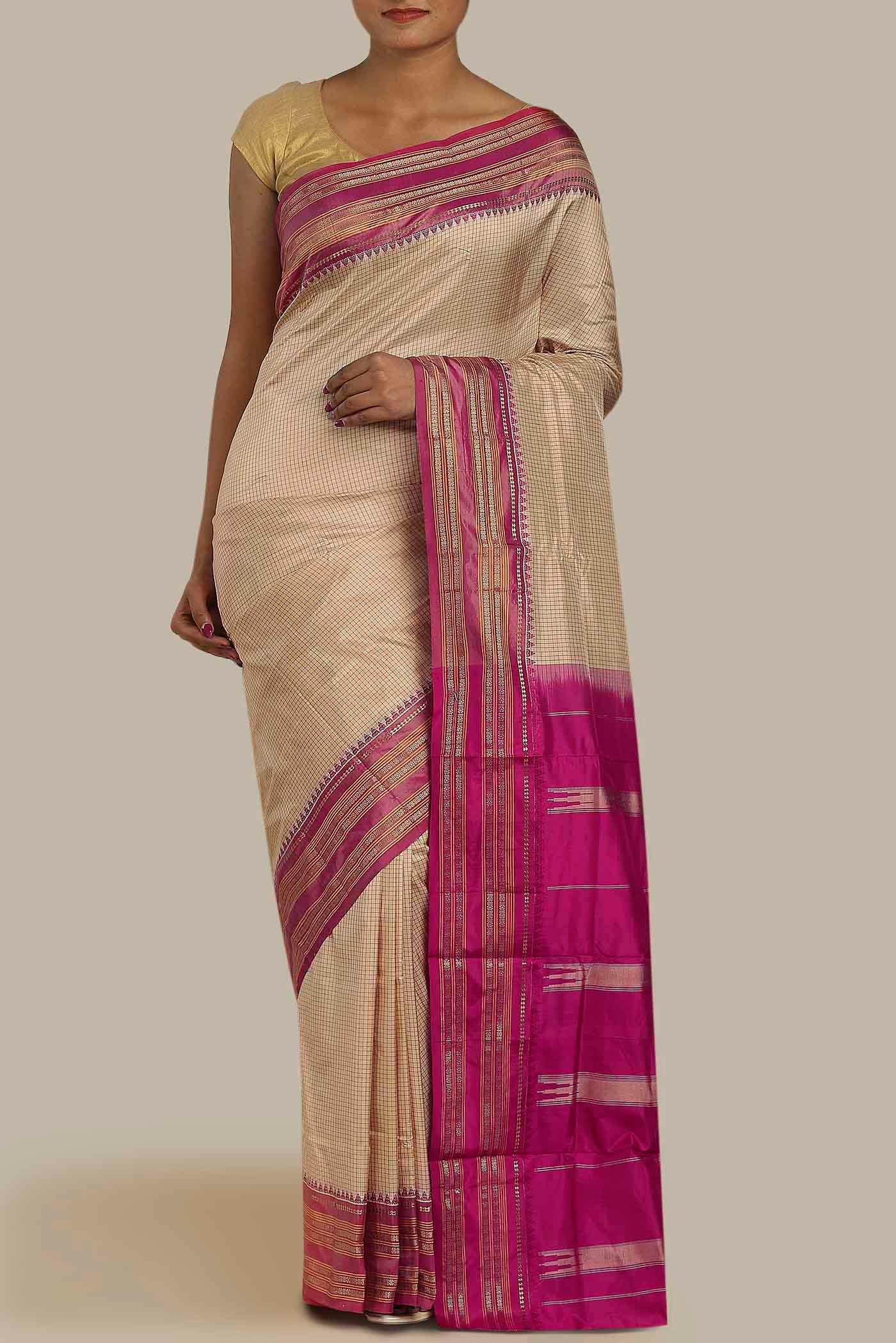 Beige Narayanpet Silk Saree
