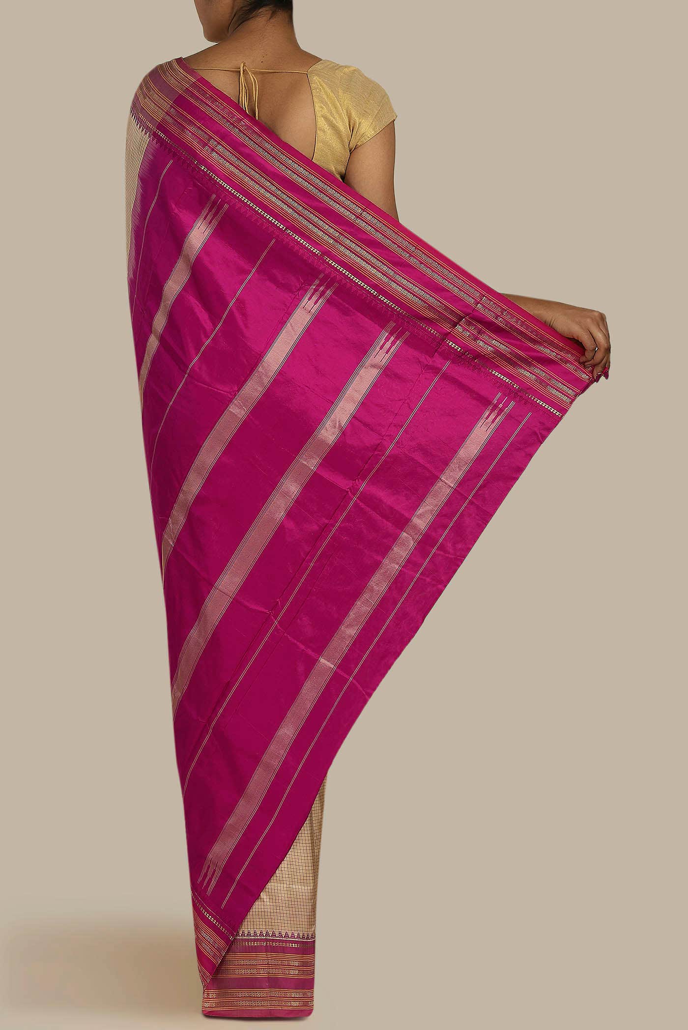 Beige Narayanpet Silk Saree