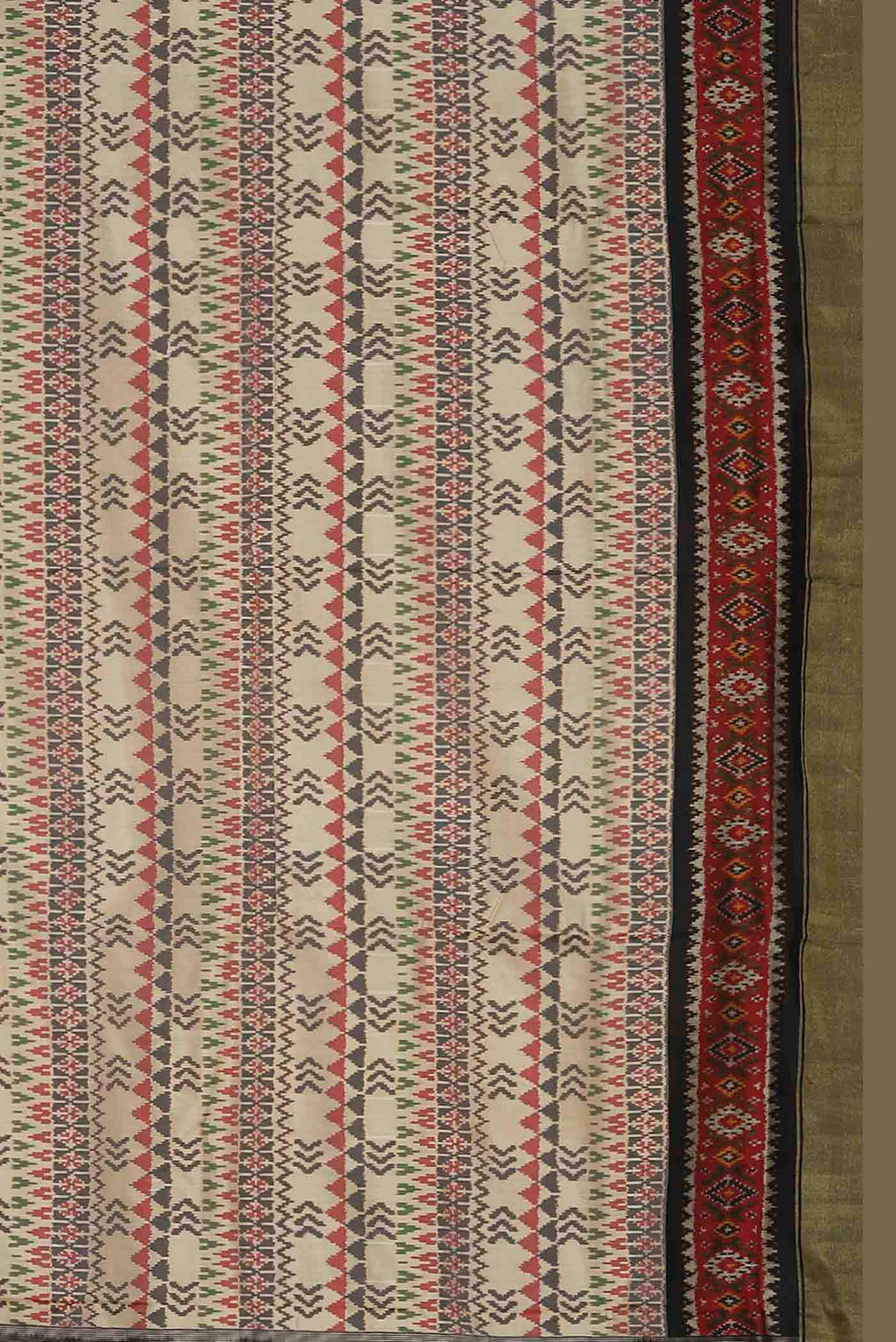 Cream Pochampally Silk Saree