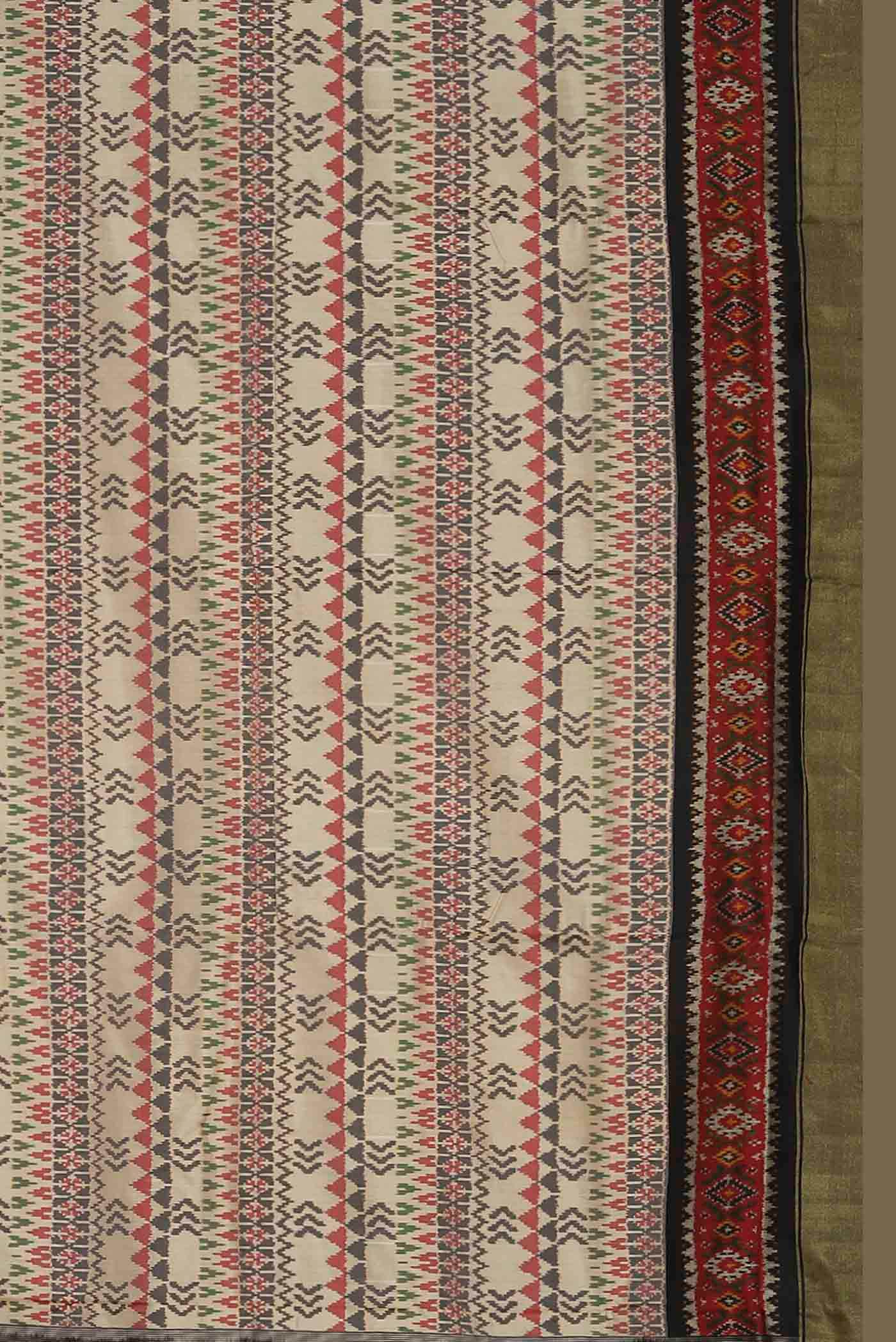 Cream Pochampally Silk Saree