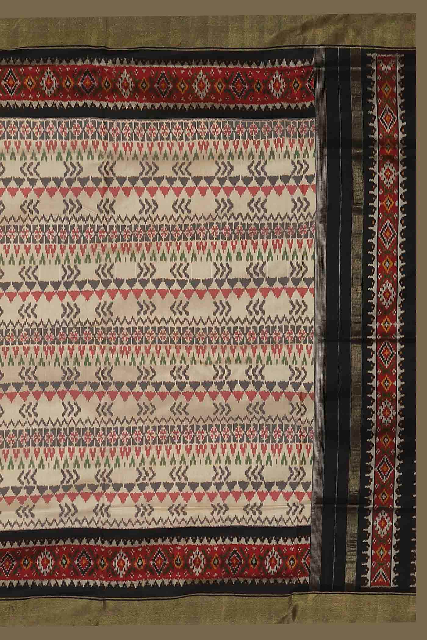 Cream Pochampally Silk Saree