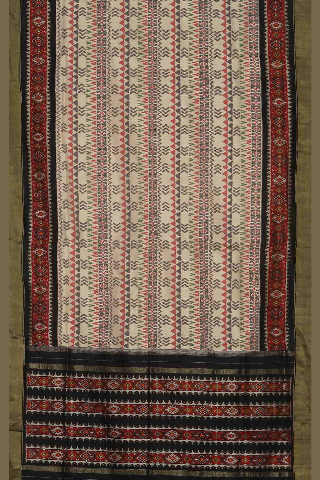 Cream Pochampally Silk Saree