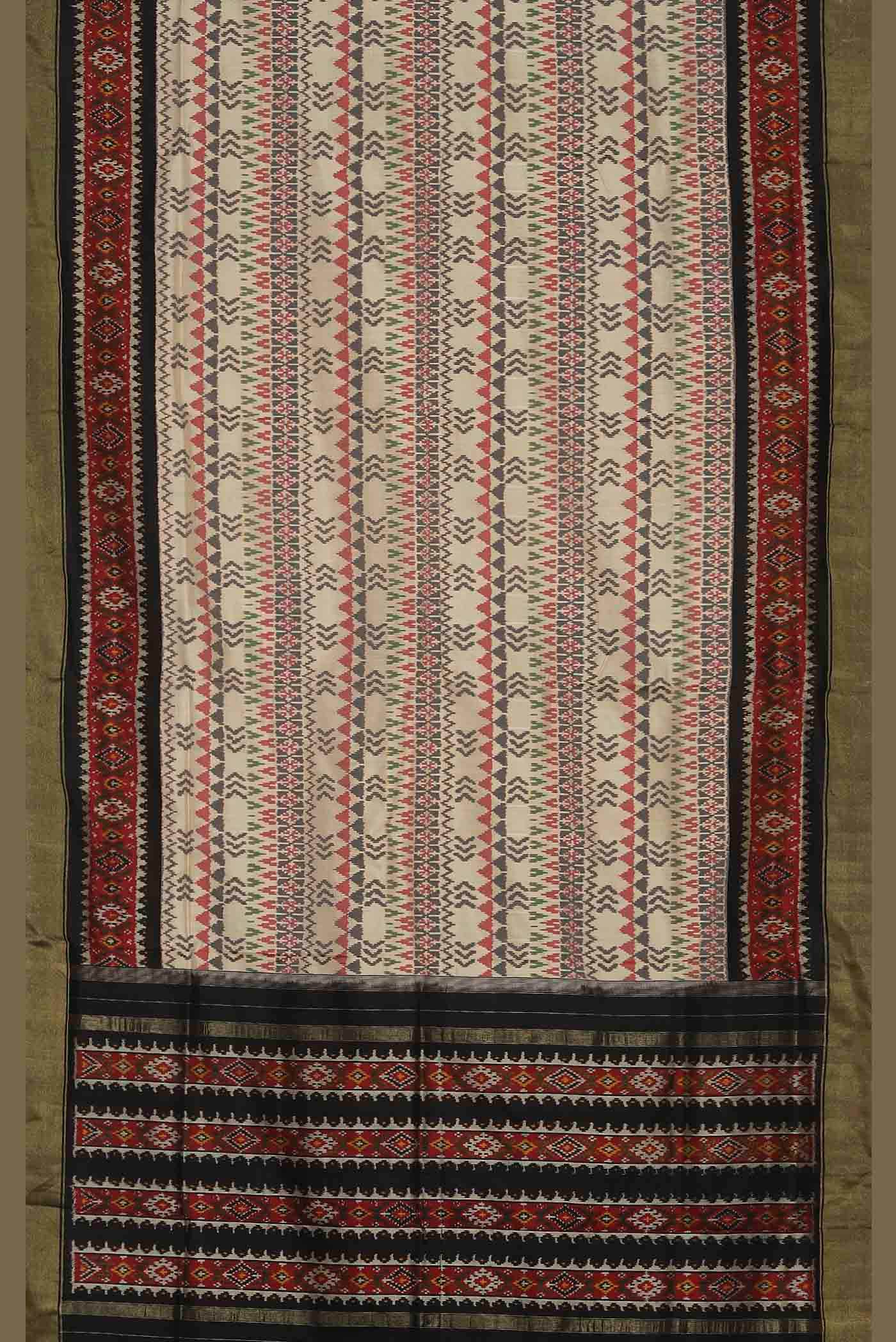 Cream Pochampally Silk Saree