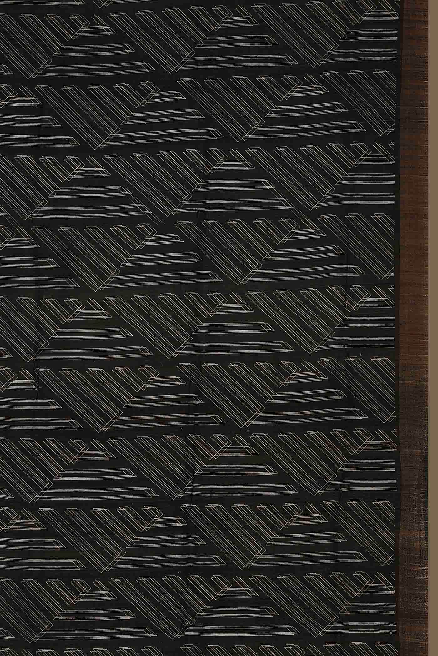 Black Bhagalpuri Tussar Silk Saree