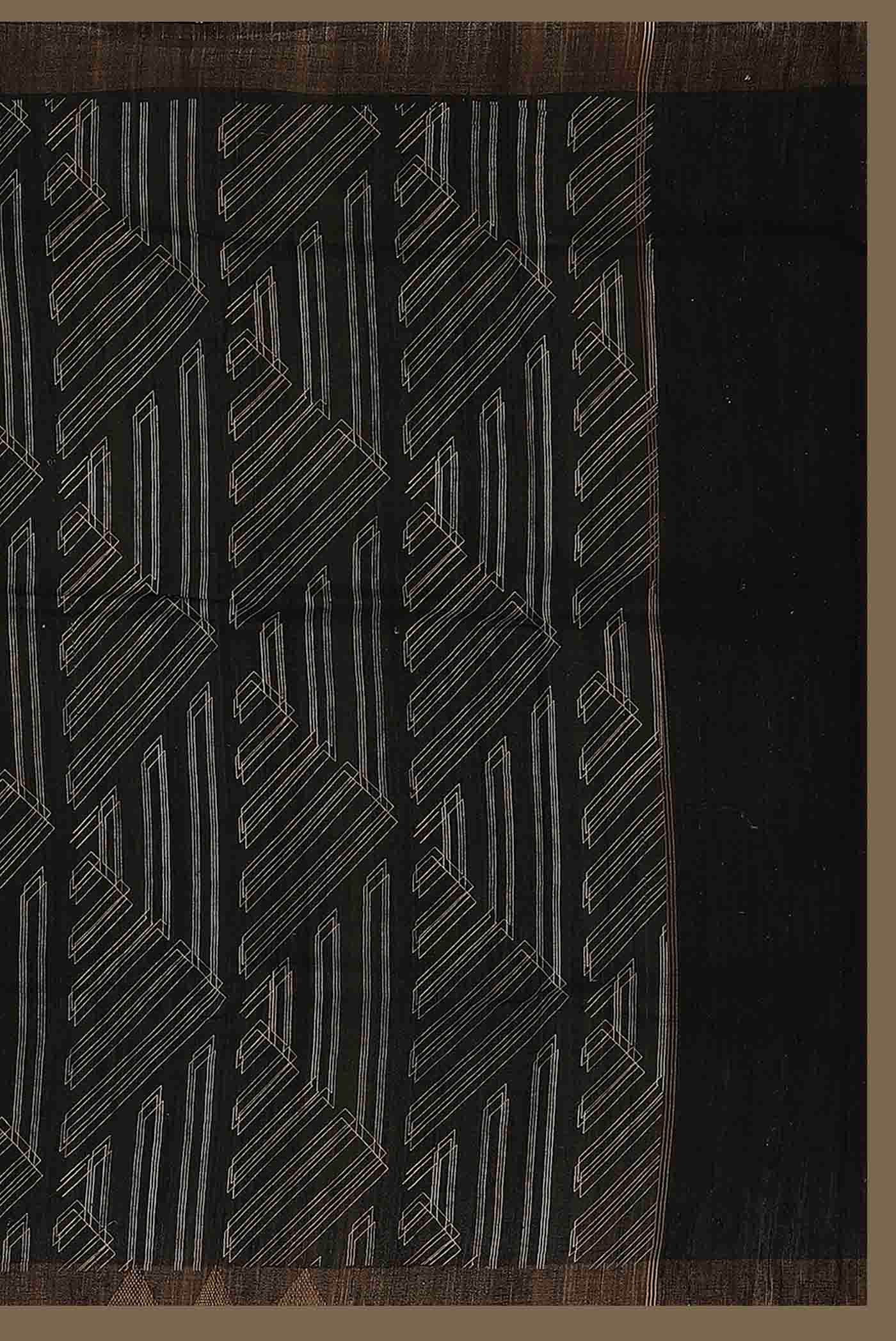 Black Bhagalpuri Tussar Silk Saree