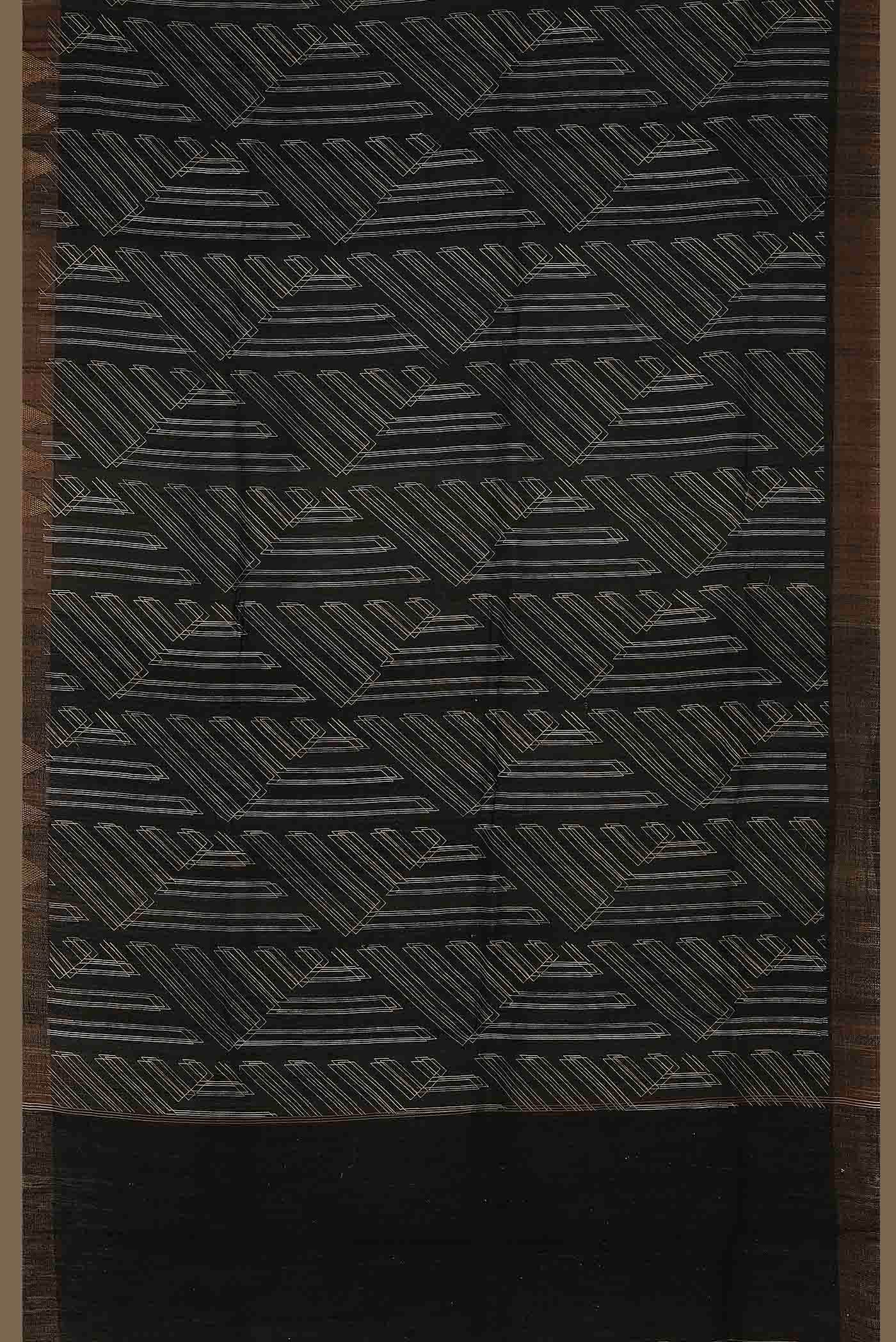 Black Bhagalpuri Tussar Silk Saree