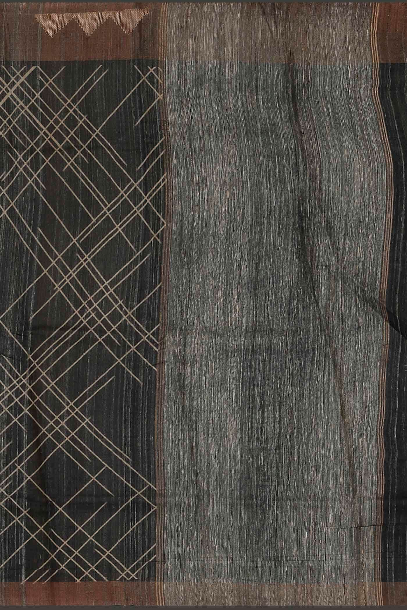 Black Bhagalpuri Tussar Silk Saree