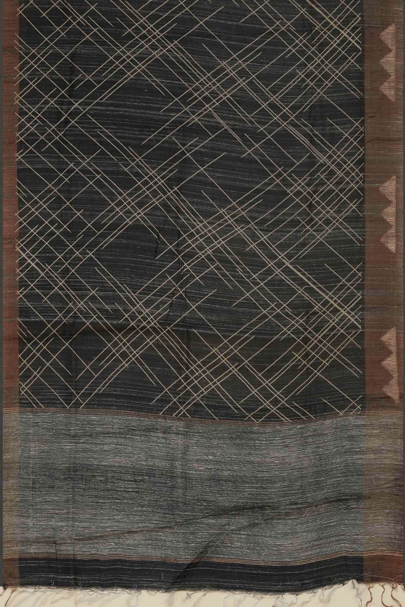 Black Bhagalpuri Tussar Silk Saree