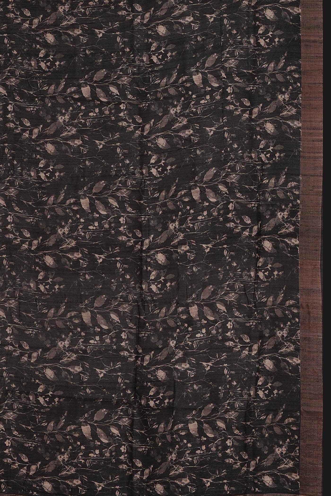 Black Bhagalpuri Tussar Silk Saree