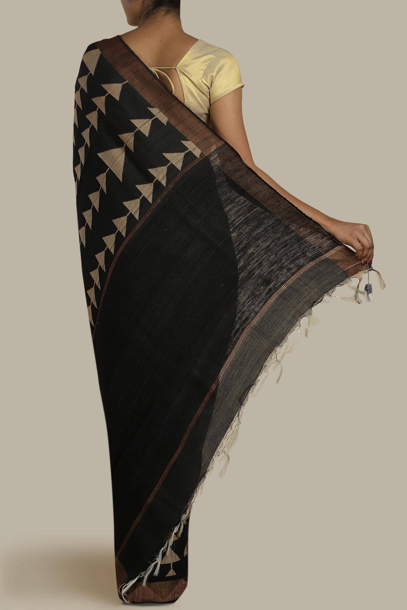 Black Bhagalpuri Tussar Silk Saree