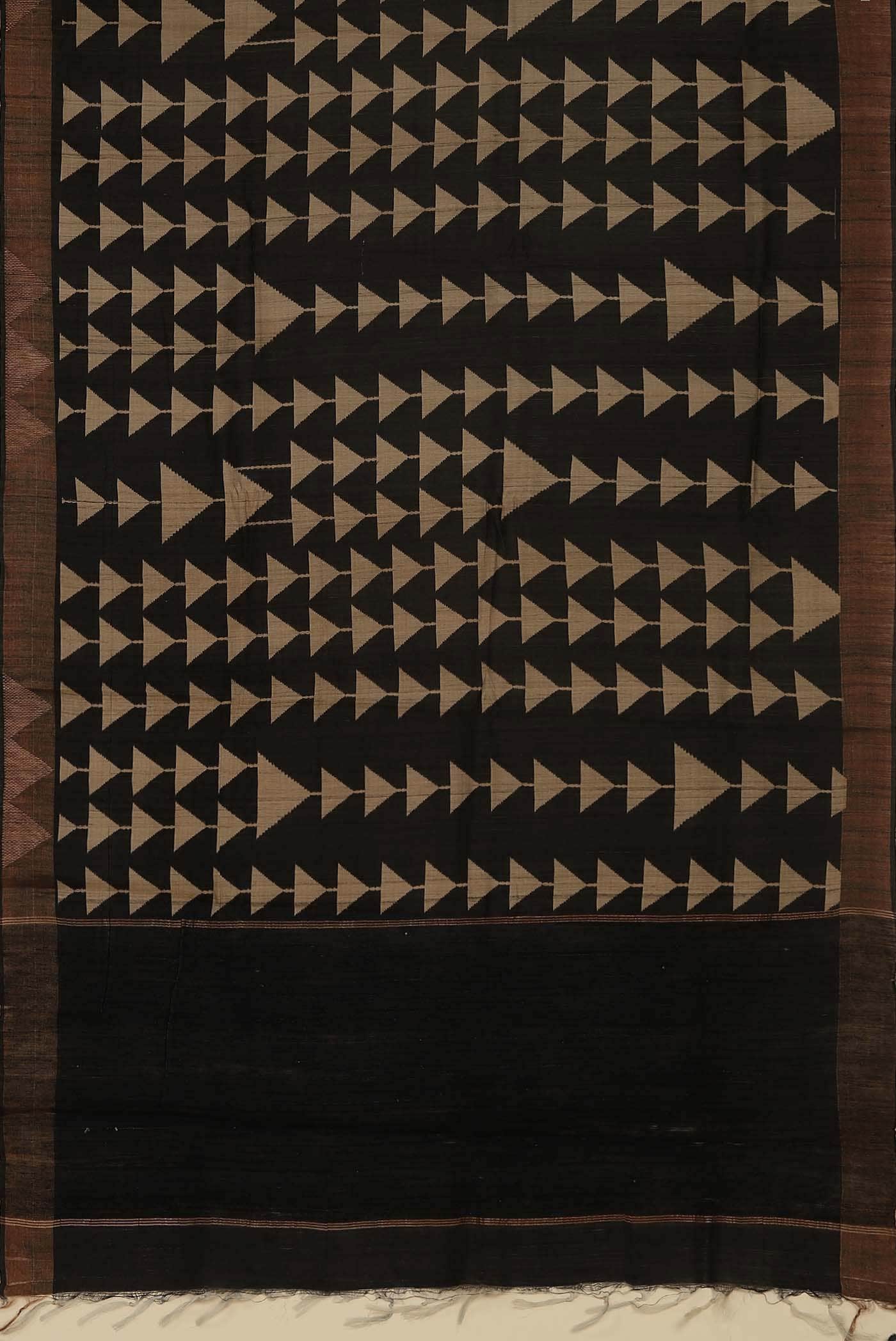 Black Bhagalpuri Tussar Silk Saree