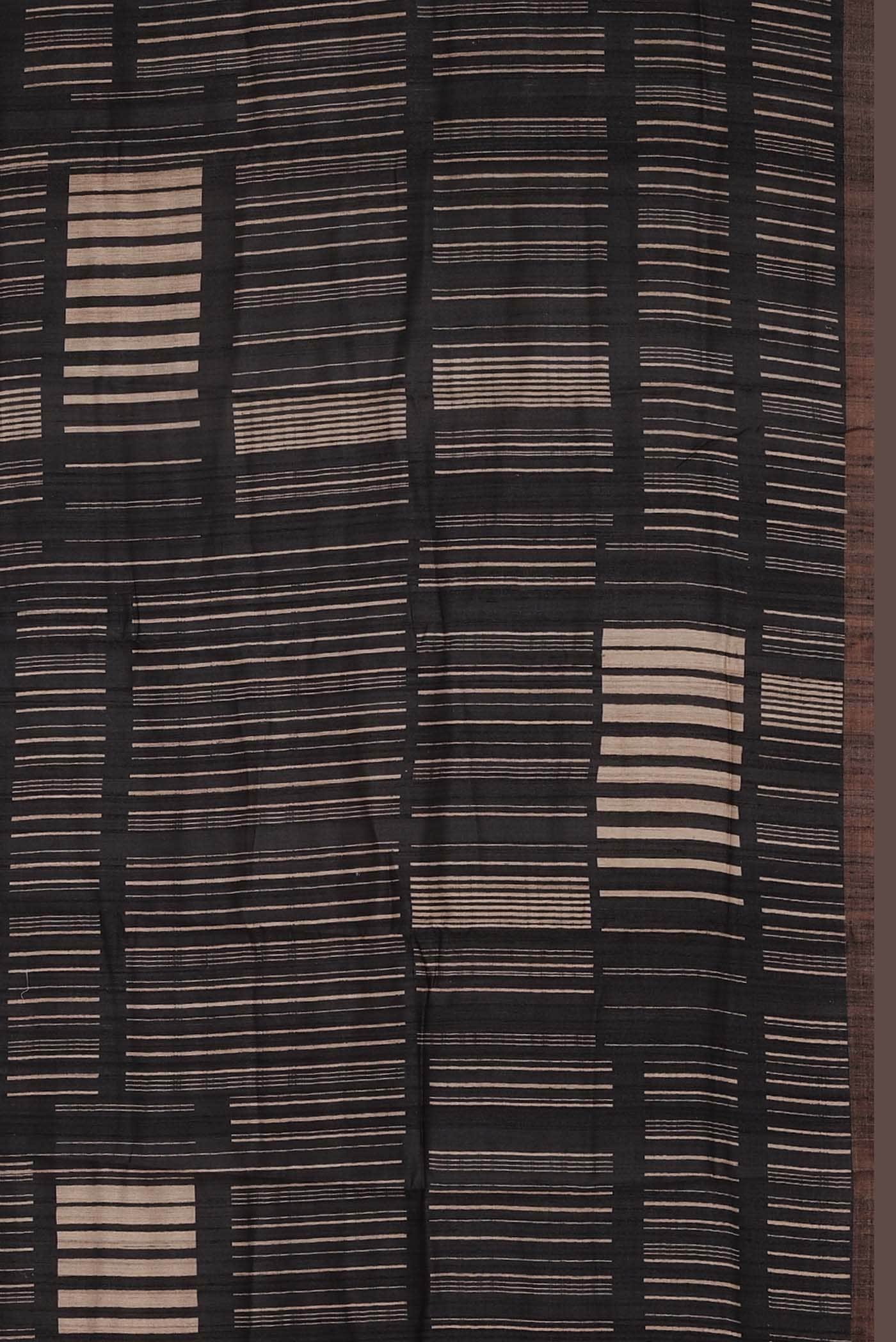 Black Bhagalpuri Tussar Silk Saree