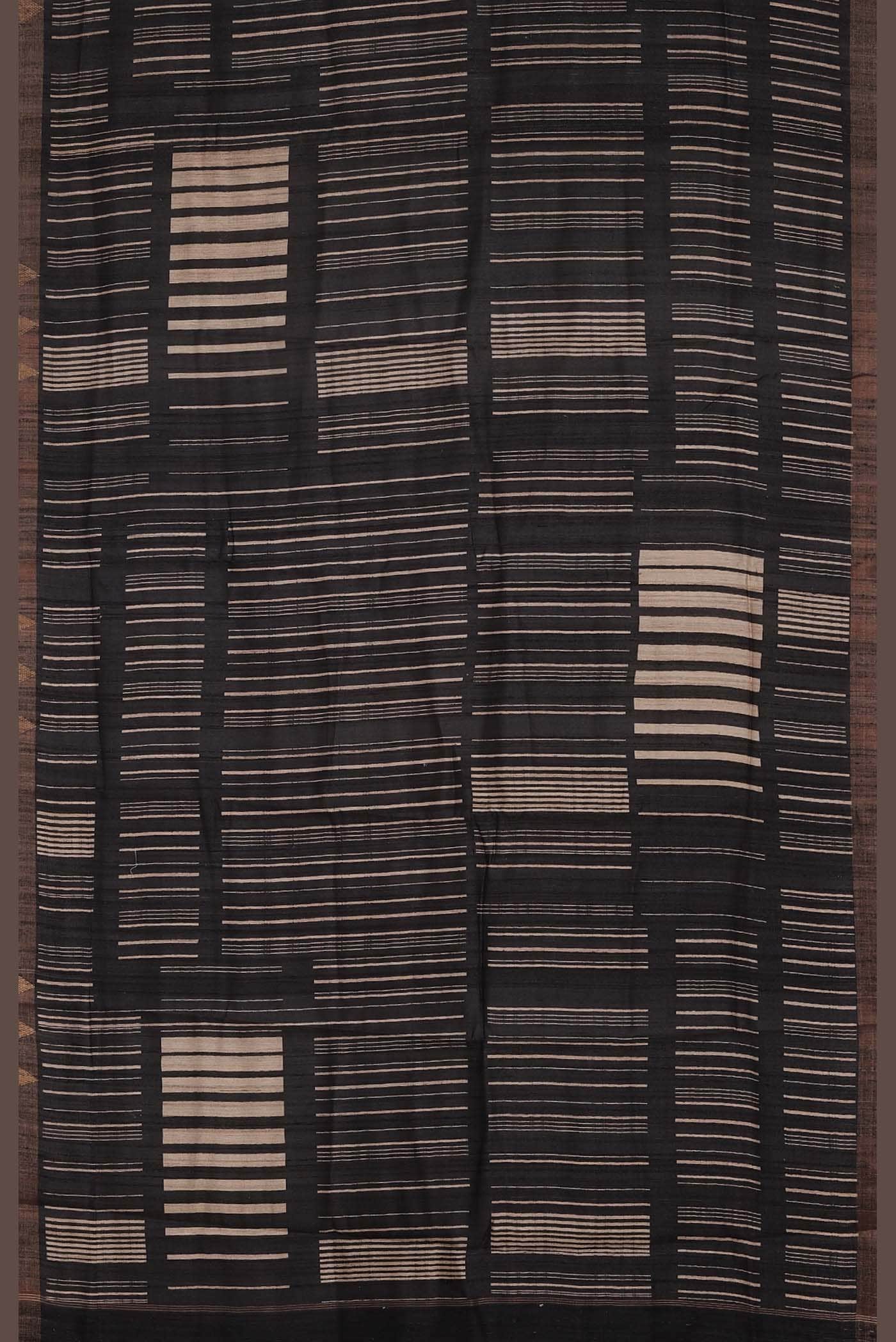 Black Bhagalpuri Tussar Silk Saree