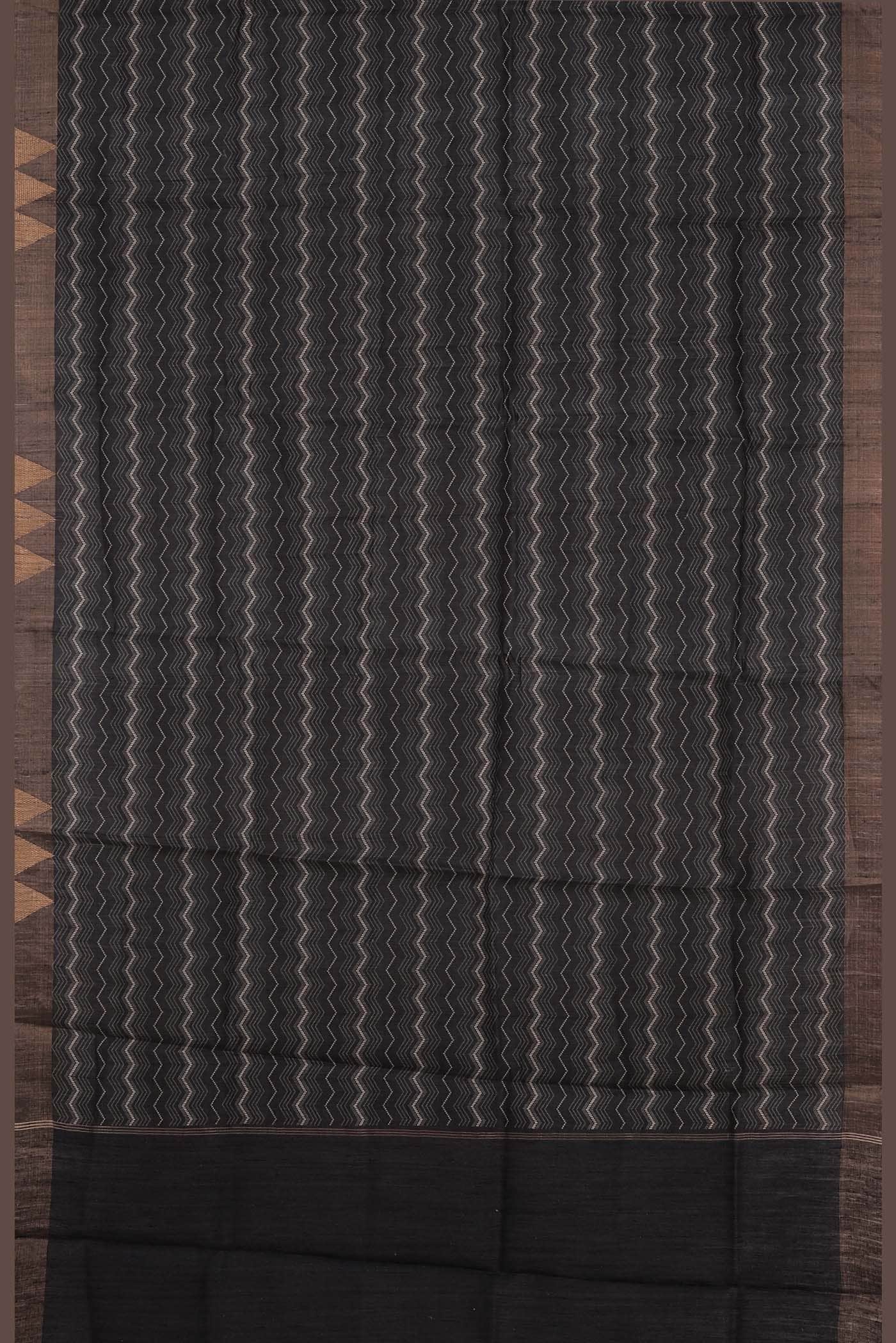 Black Bhagalpuri Tussar Silk Saree
