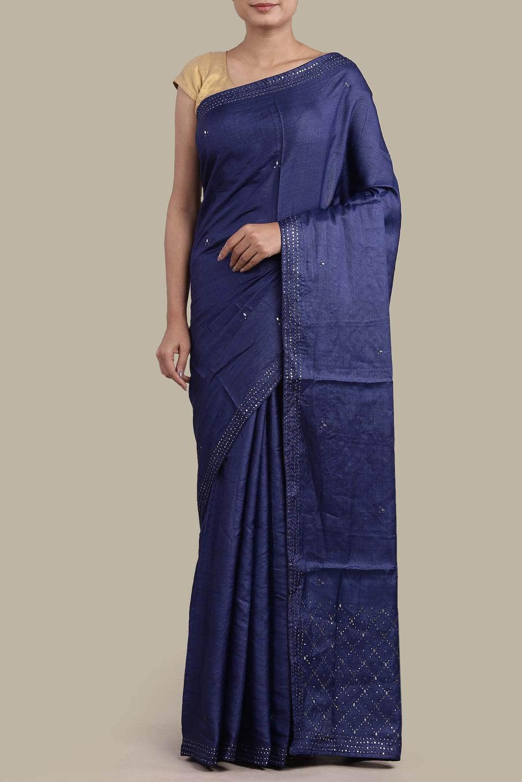 Blue Bhagalpuri Tussar Silk Saree