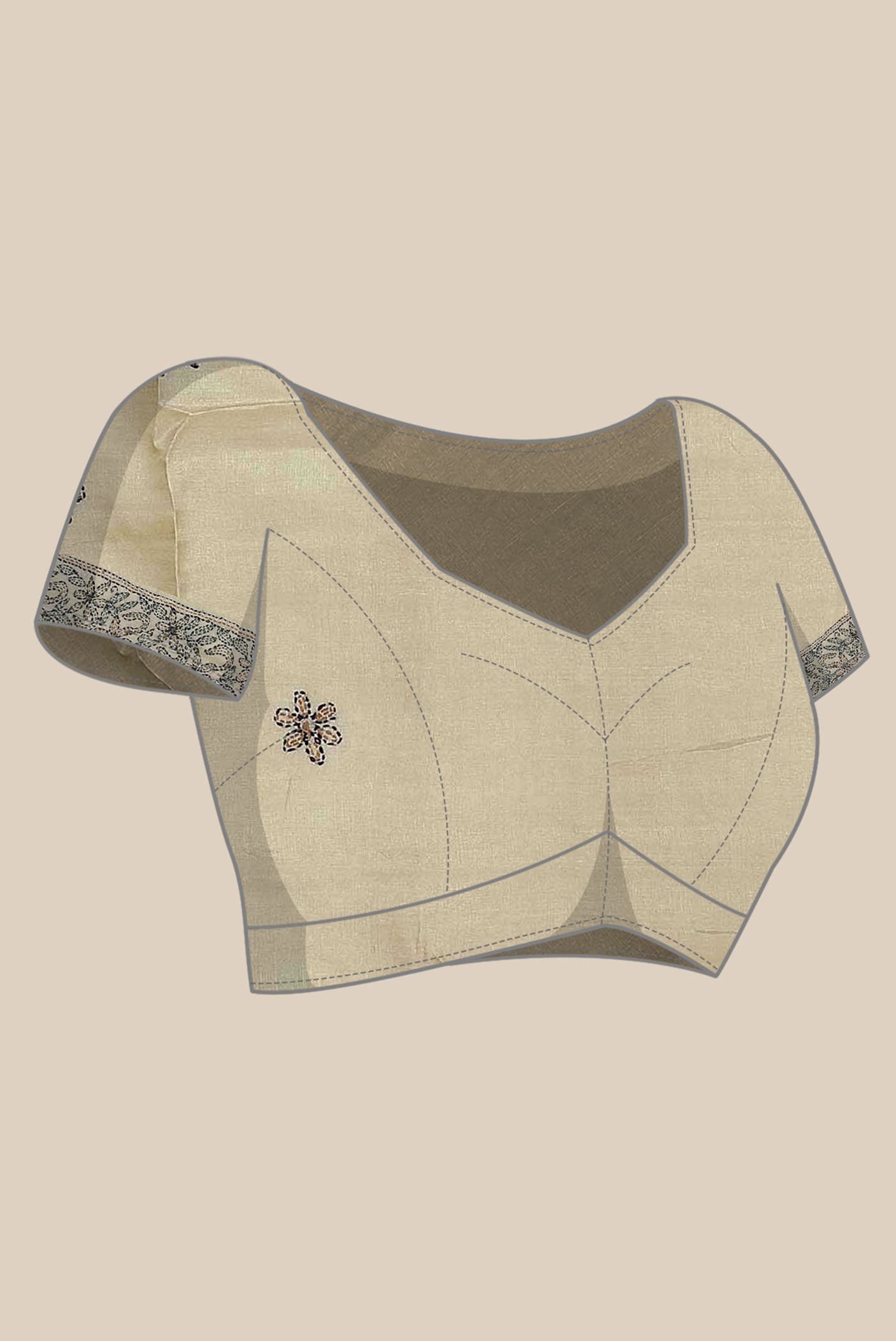 Beige Tussar Silk Saree