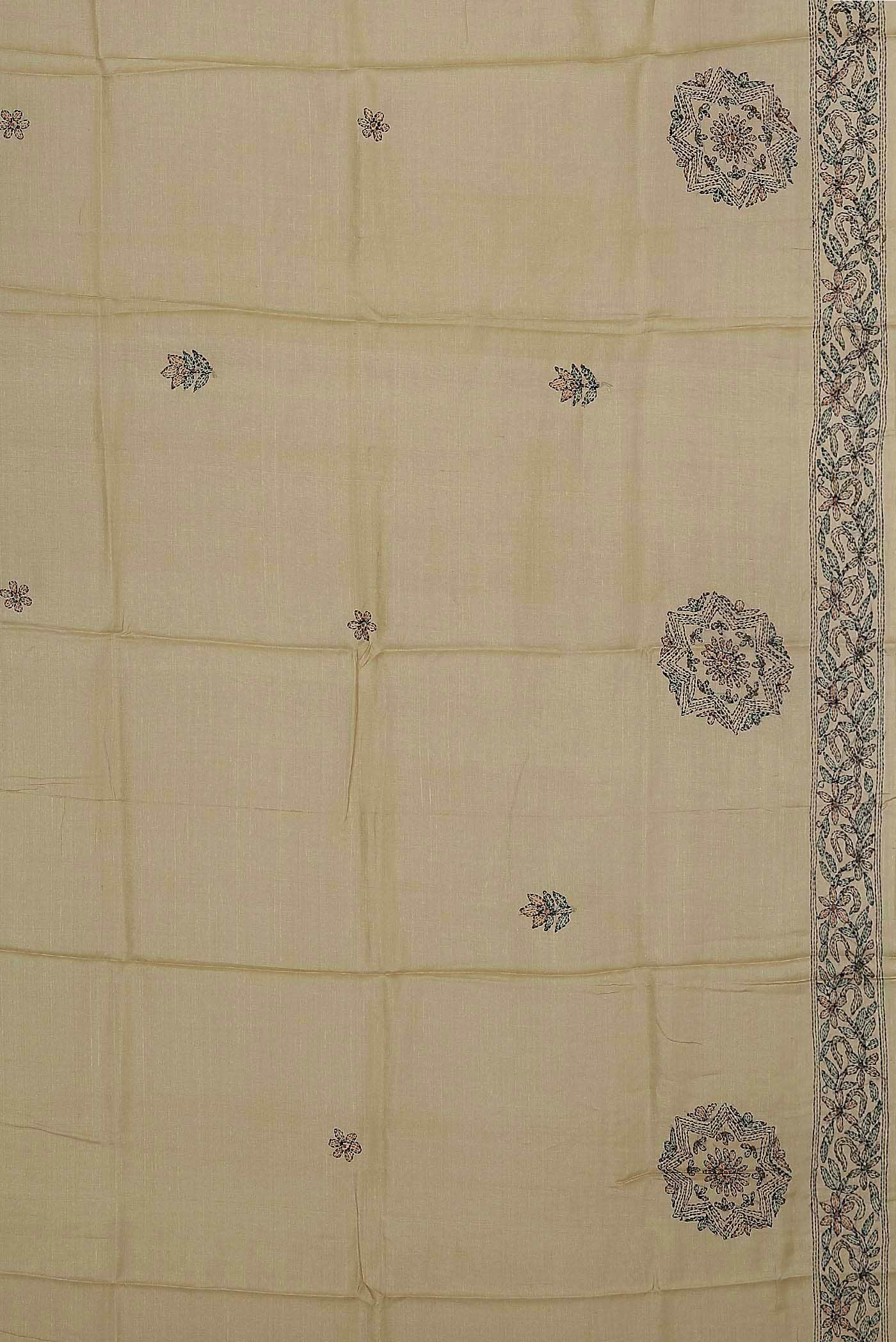 Beige Tussar Silk Saree