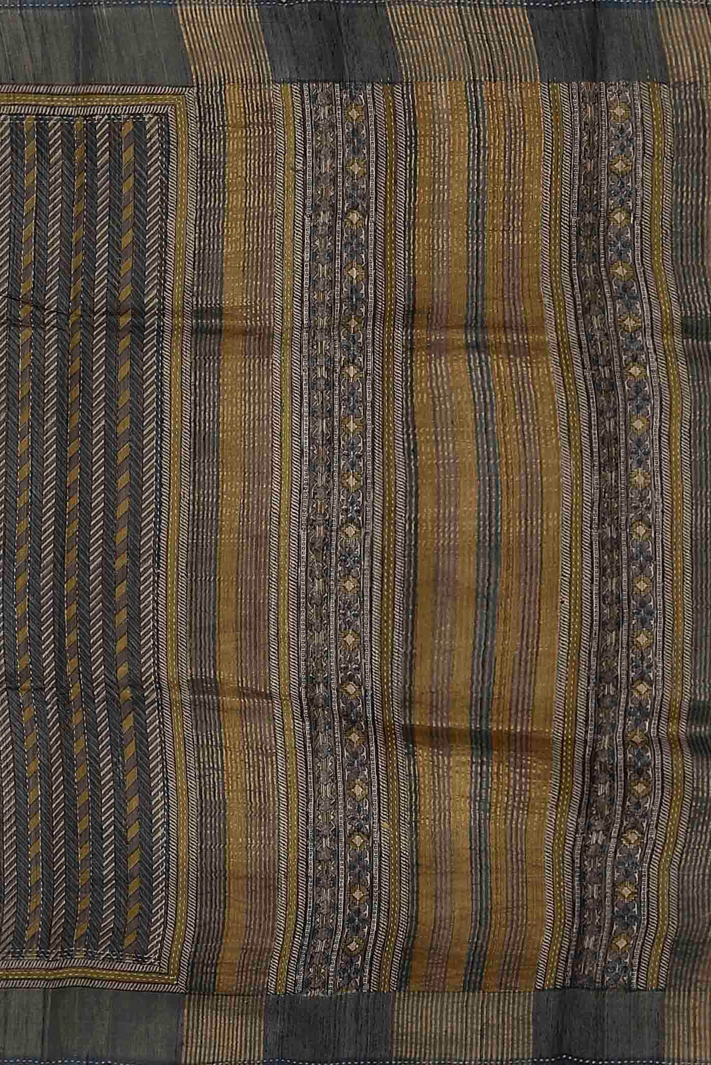 Grey Bhagalpuri Tussar Silk Saree