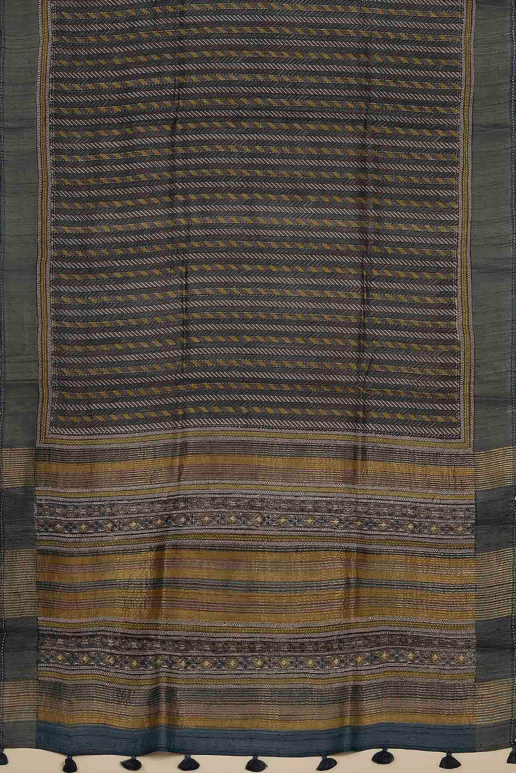 Grey Bhagalpuri Tussar Silk Saree