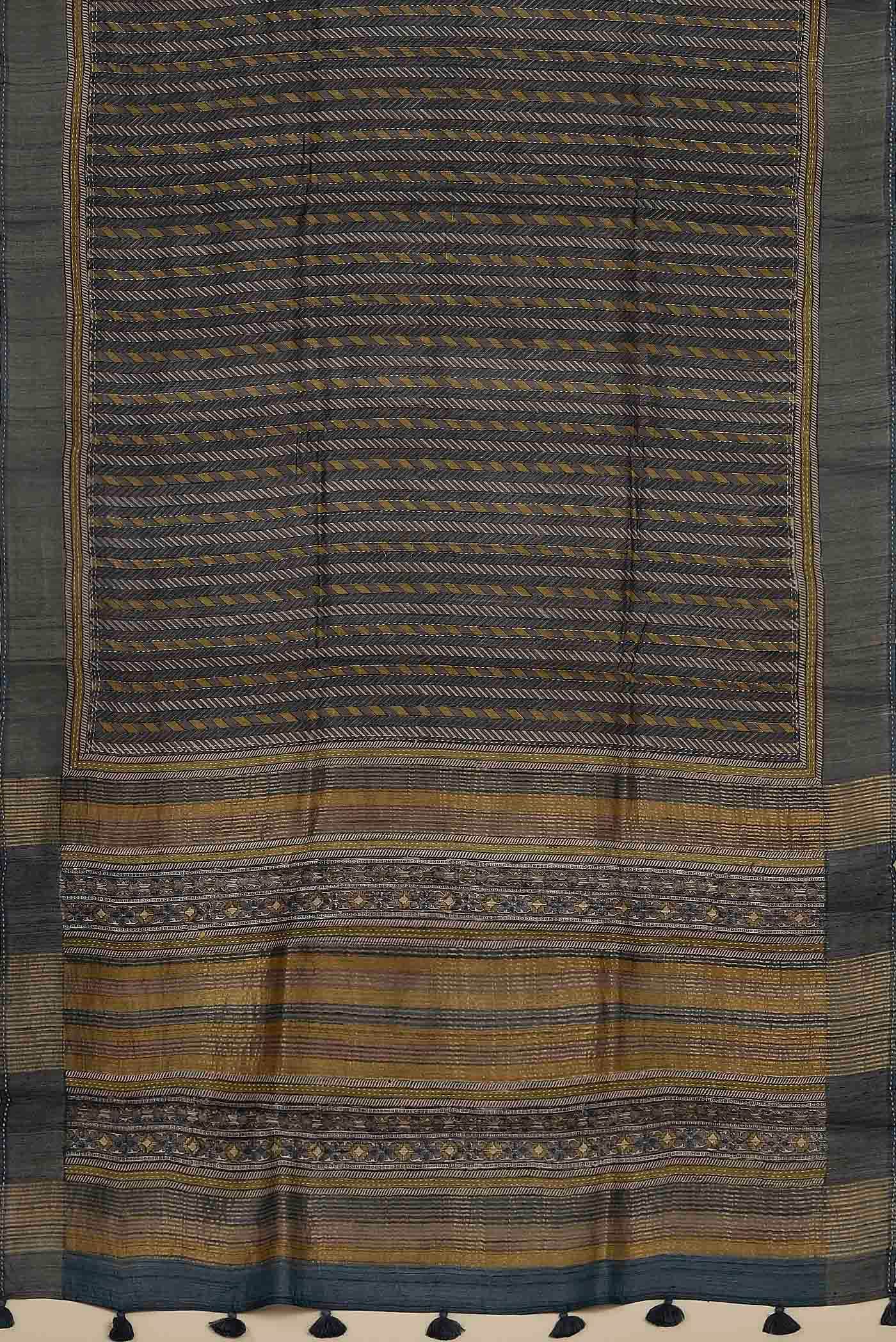 Grey Bhagalpuri Tussar Silk Saree